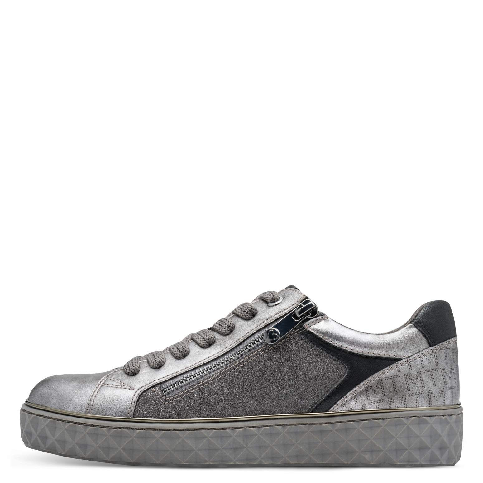 MARCO TOZZI Plateausneaker, Freizeitschuh, Halbschuh, Schnürschuh mit Prägungen im Plateau