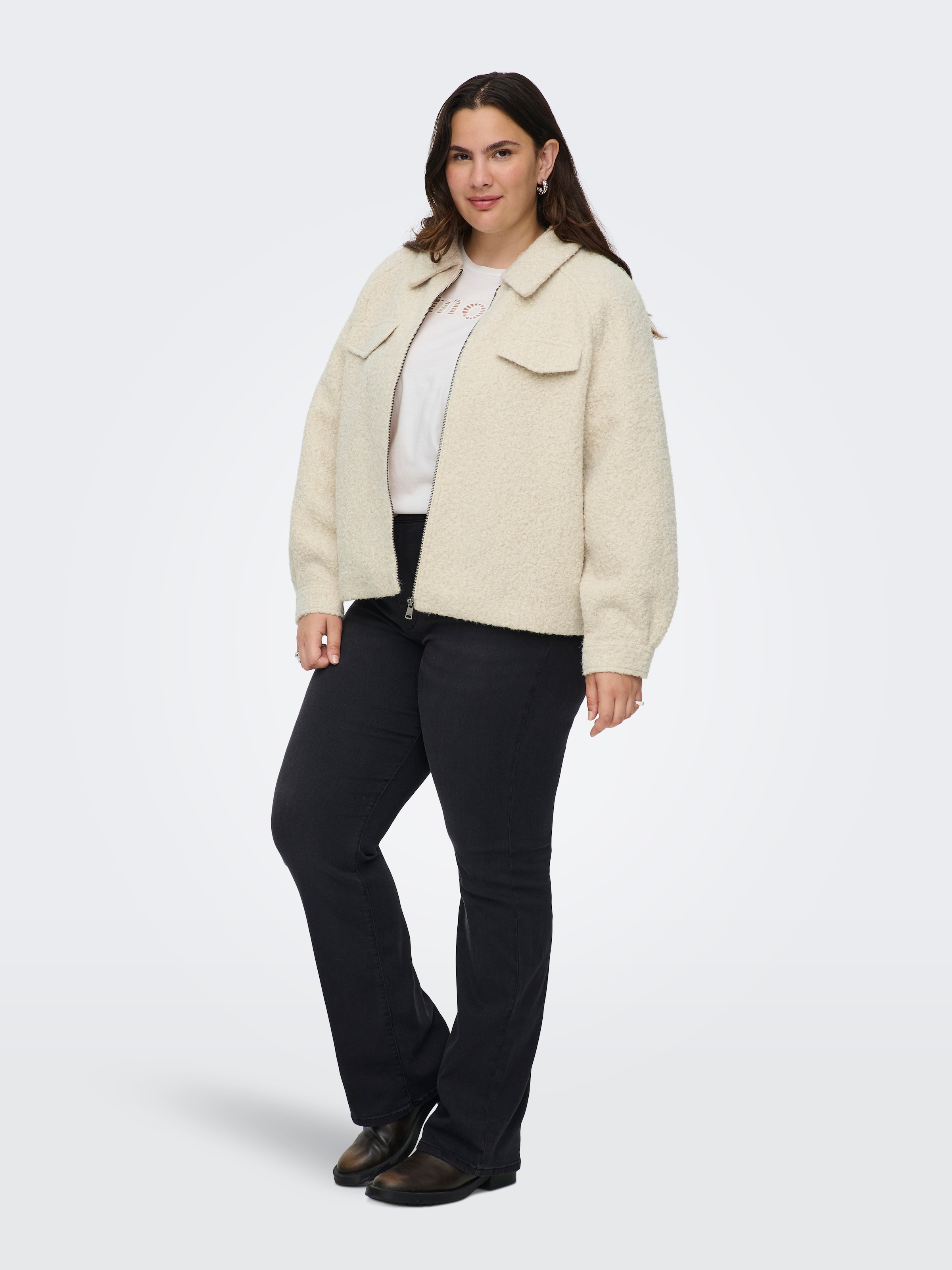 ONLY CARMAKOMA Fleecejacke »CARMALO SHORT BOUCLE JACKET OTW NOOS«, ohne Kapuze