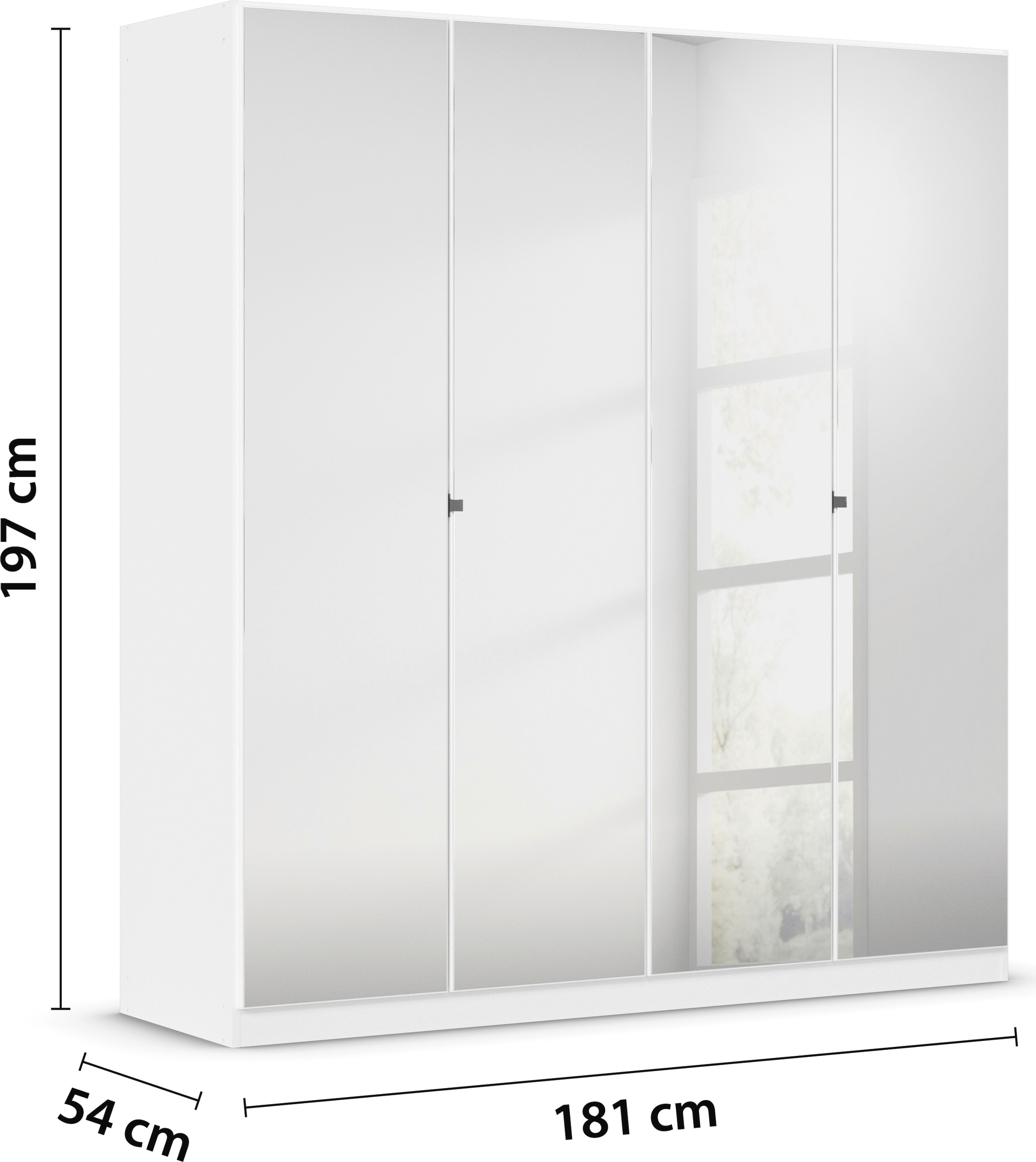 rauch Drehtürenschrank »Reflect«, mit Spiegelfront, inkl. praktischer Inneneinteilung und Stoffboxen-Set
