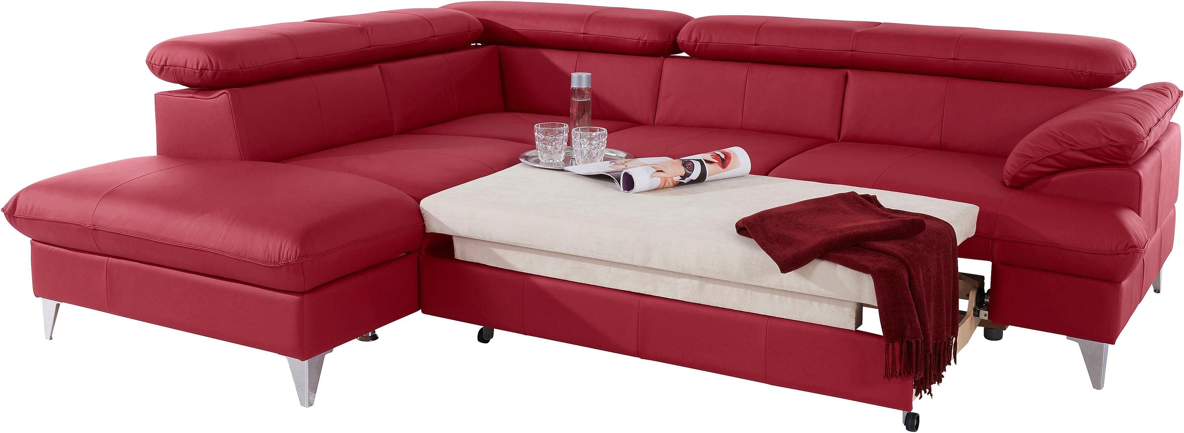 COTTA Ecksofa »Caluso L-Form«, mit Kopfteilverstellung, wahlweise mit Bettfunktion & Bettkasten