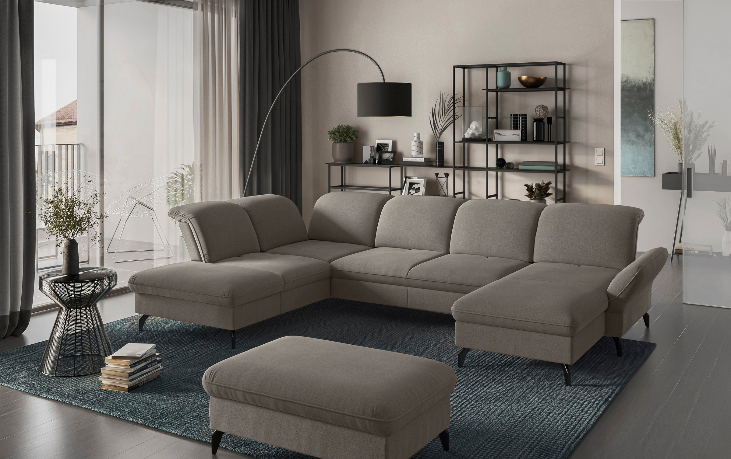 sit&more Wohnlandschaft "Leandro U-Form", Wahlweise mit Bett-, Kopfteil - u günstig online kaufen