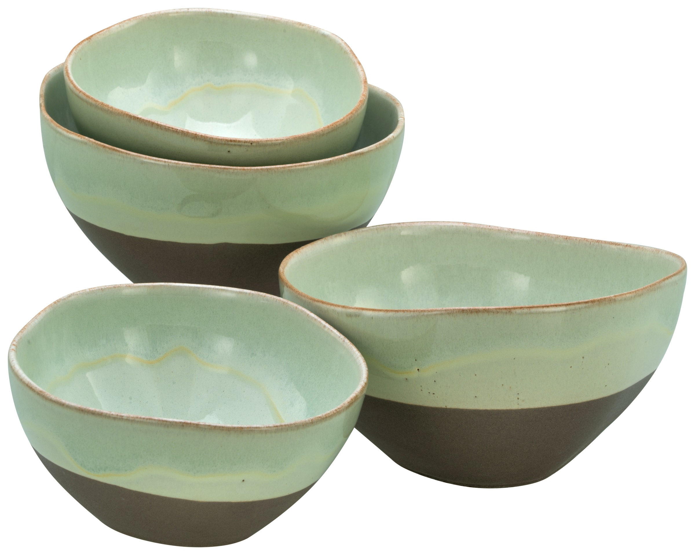 CREATABLE Schale "Basalt Bio, Bowl Set 4-tlg", grün, Schüsseln, Organische Form, Jedes Teil ein Unikat