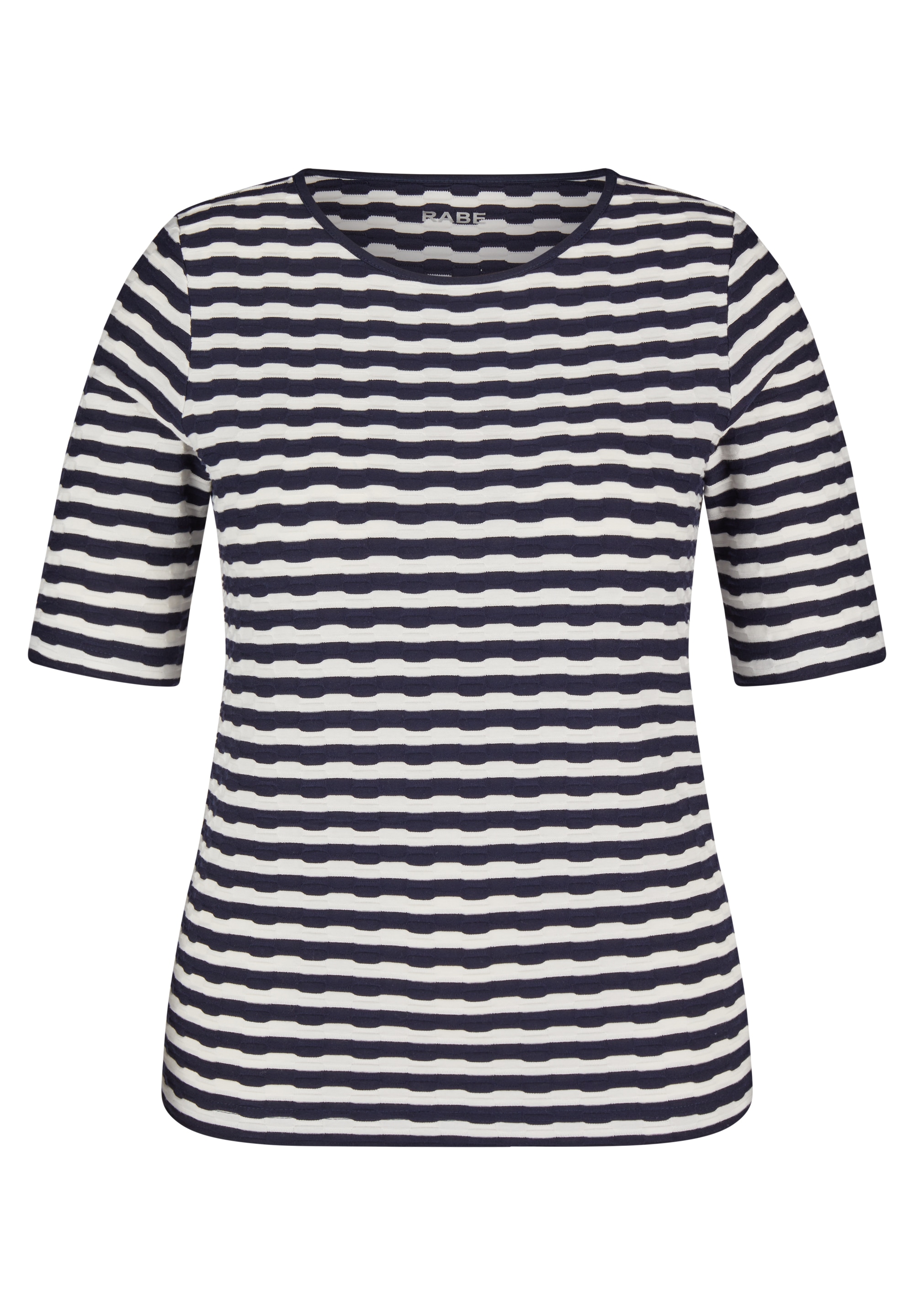 Rabe Rundhalsshirt, im Streifen-Look und in Struktur-Optik