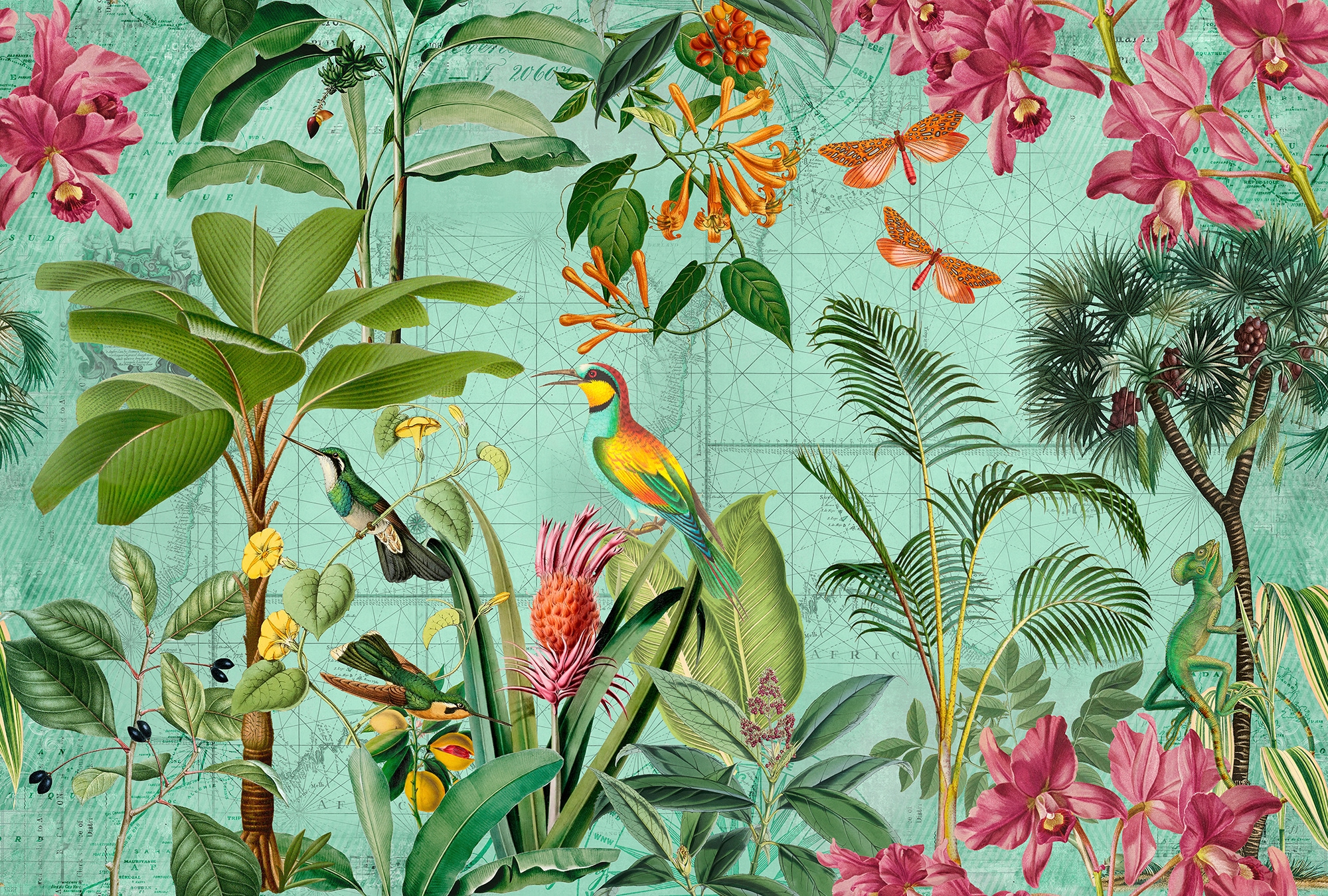 living walls Fototapete "ARTist Tropical Paradise" Vlies, Wand, Schräge