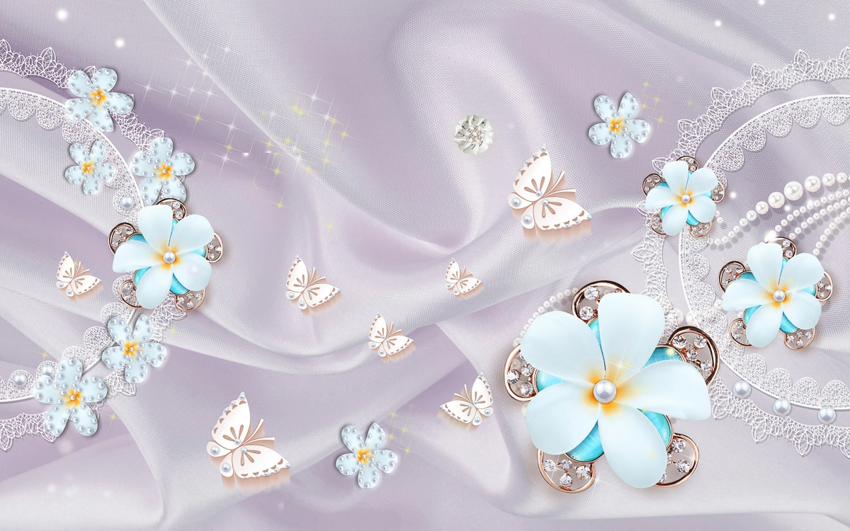 Papermoon "Muster mit Blumen und Schmetterlingen"
