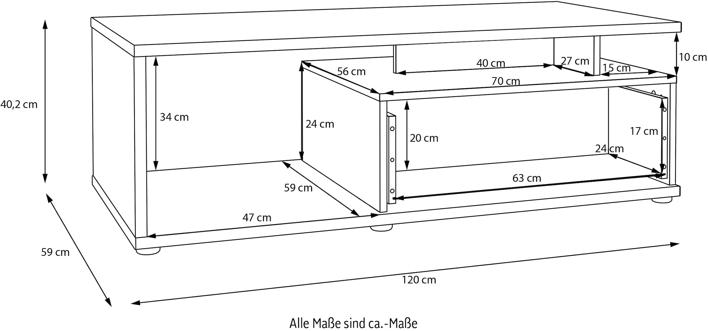 FORTE Couchtisch »Como«, Couchtisch, Schublade, Soft Close, B/H/T 120/40,2/59 cm