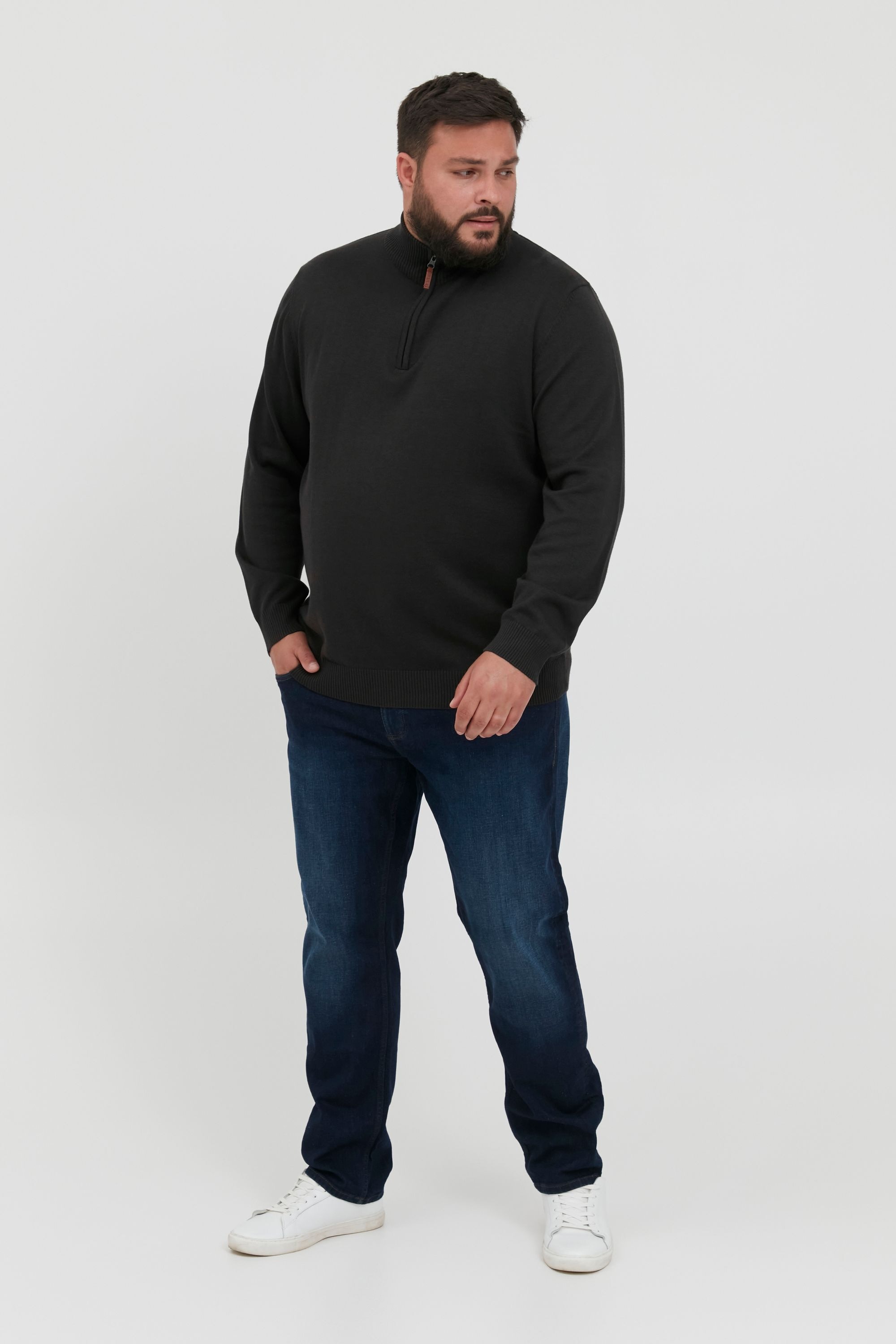 Blend Strickpullover »BHRobin Big & Tall« Strickpullover mit Leder-Patch in großen Größen