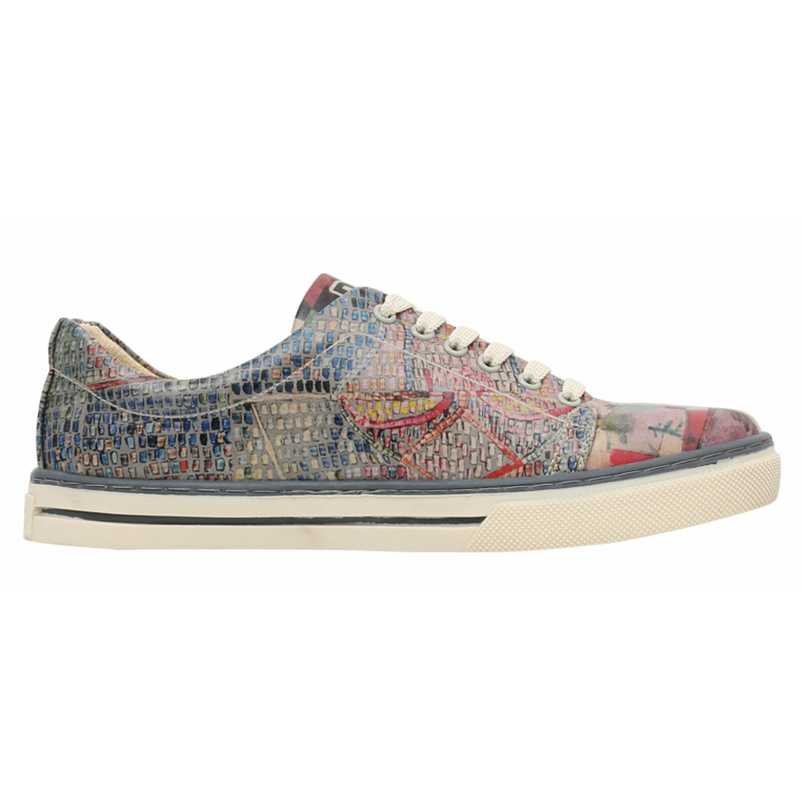 Sneaker DOGO "Classic Schnürsneaker Never Ending Story Damen Sneaker, Classic", Damen, Gr. 36, Normalschaft, bunt (mehrfarbig, blau, rot), Lederimitat, Schuhe Sneaker, Handgefertigt 2