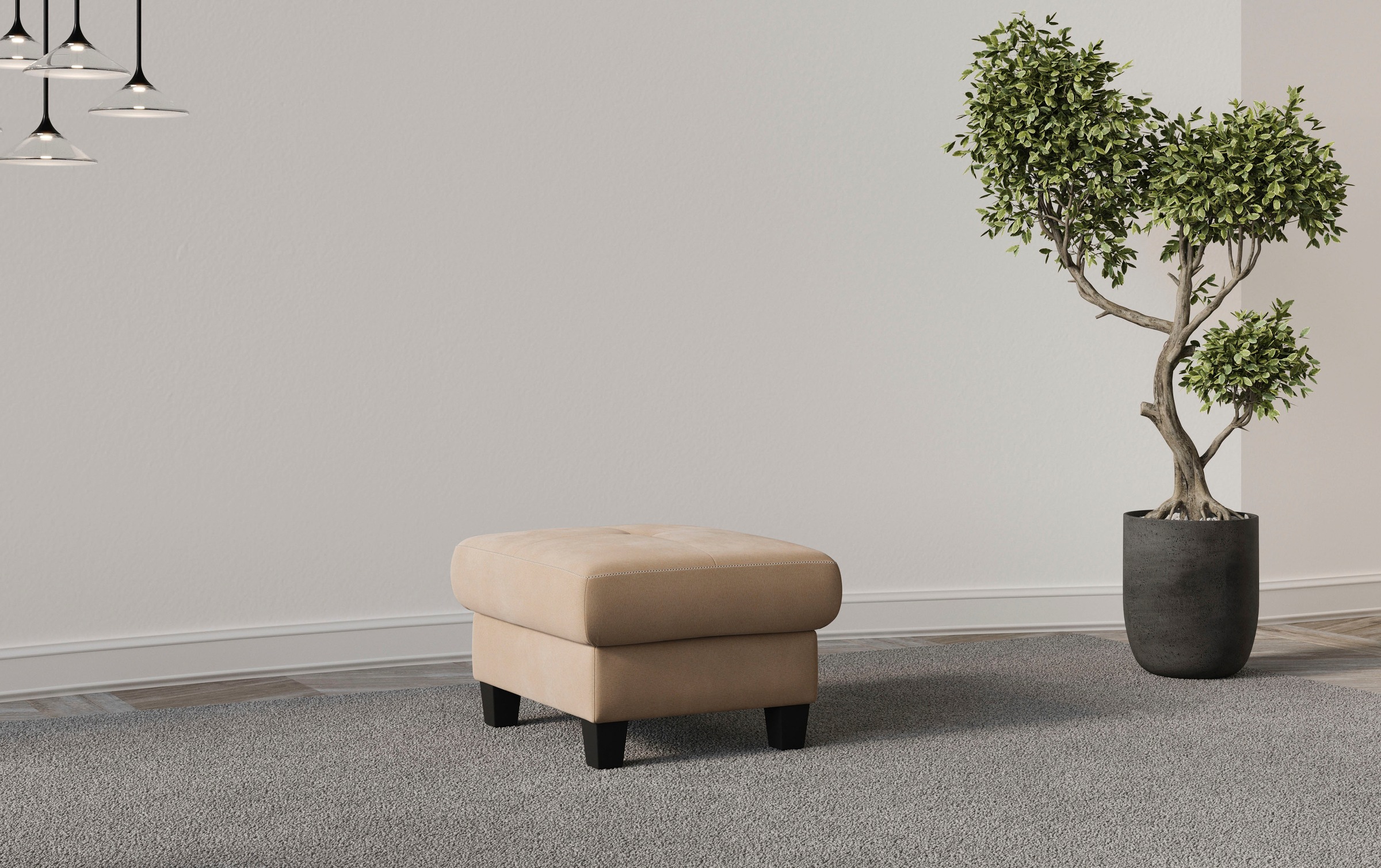 Places of Style Polsterhocker "Varese", Kreuznaht in beige günstig online kaufen