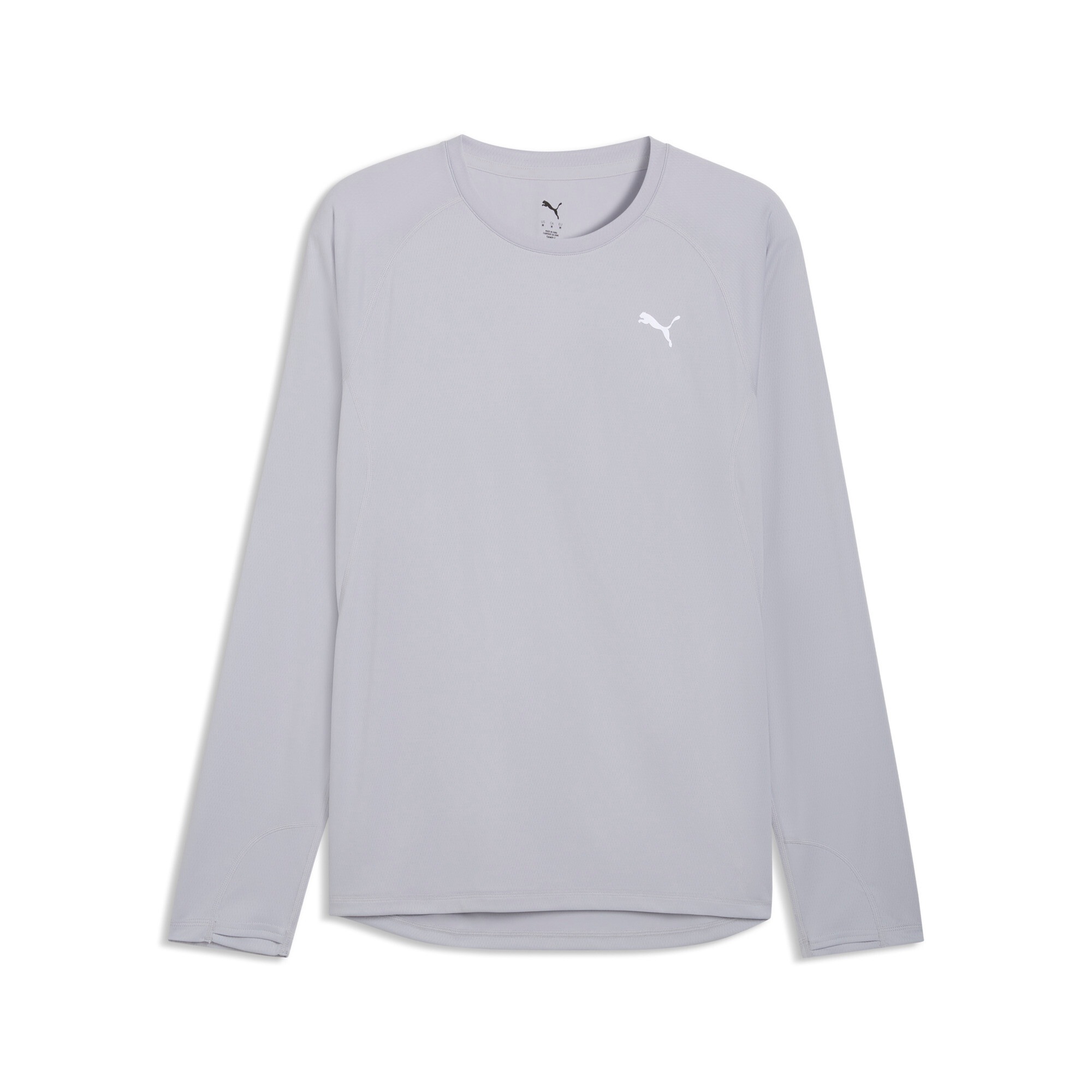 PUMA Herren Laufshirt "M RUN VELOCITY LONG SLEEVE (POLY)"vibrant silber, Gr. L, Web, Obermaterial: 100% Polyester, Shirts, Regular Fit, mit