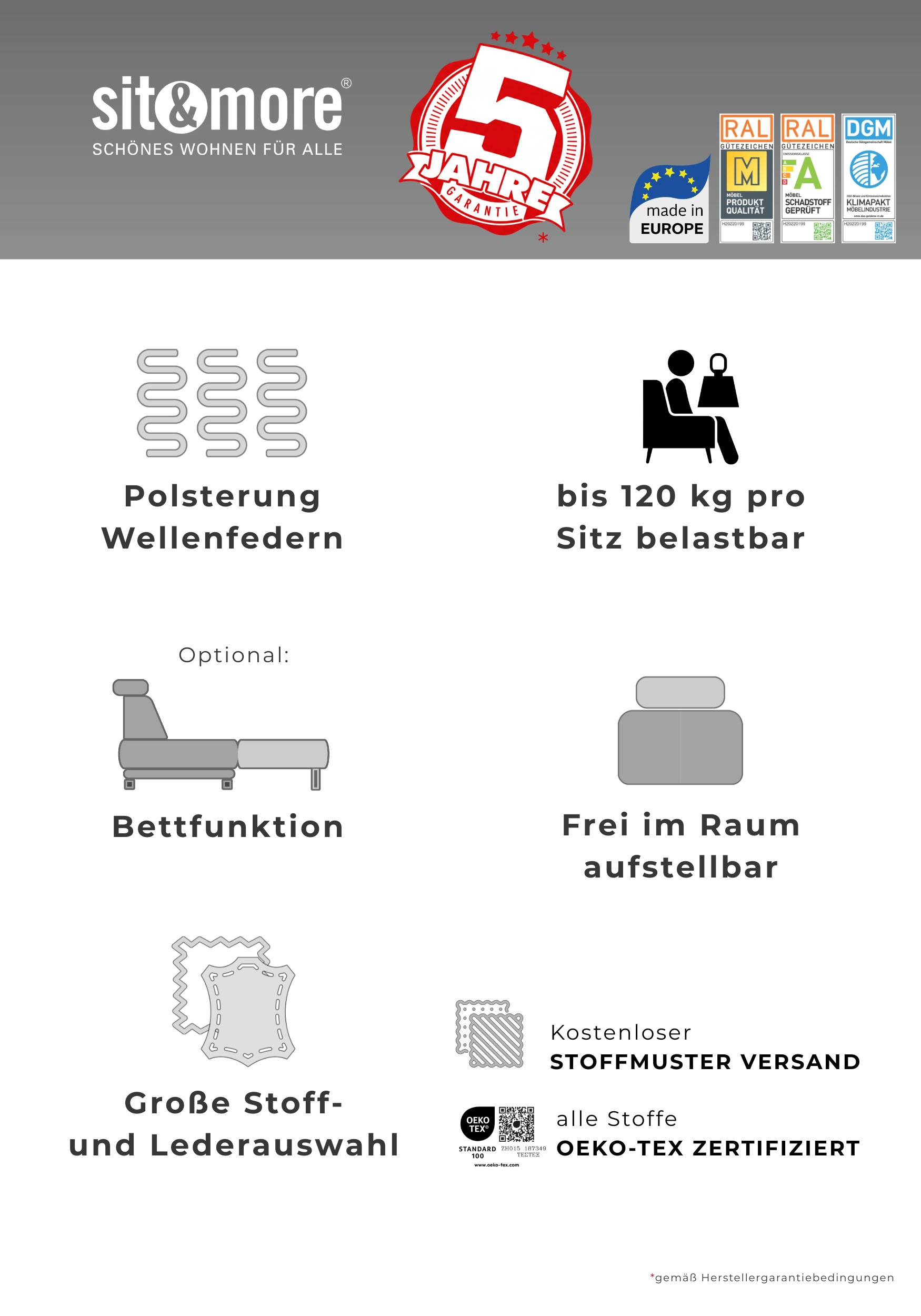 sit&more Hocker "Mailand, B: 102 cm" individuell zu kombinieren