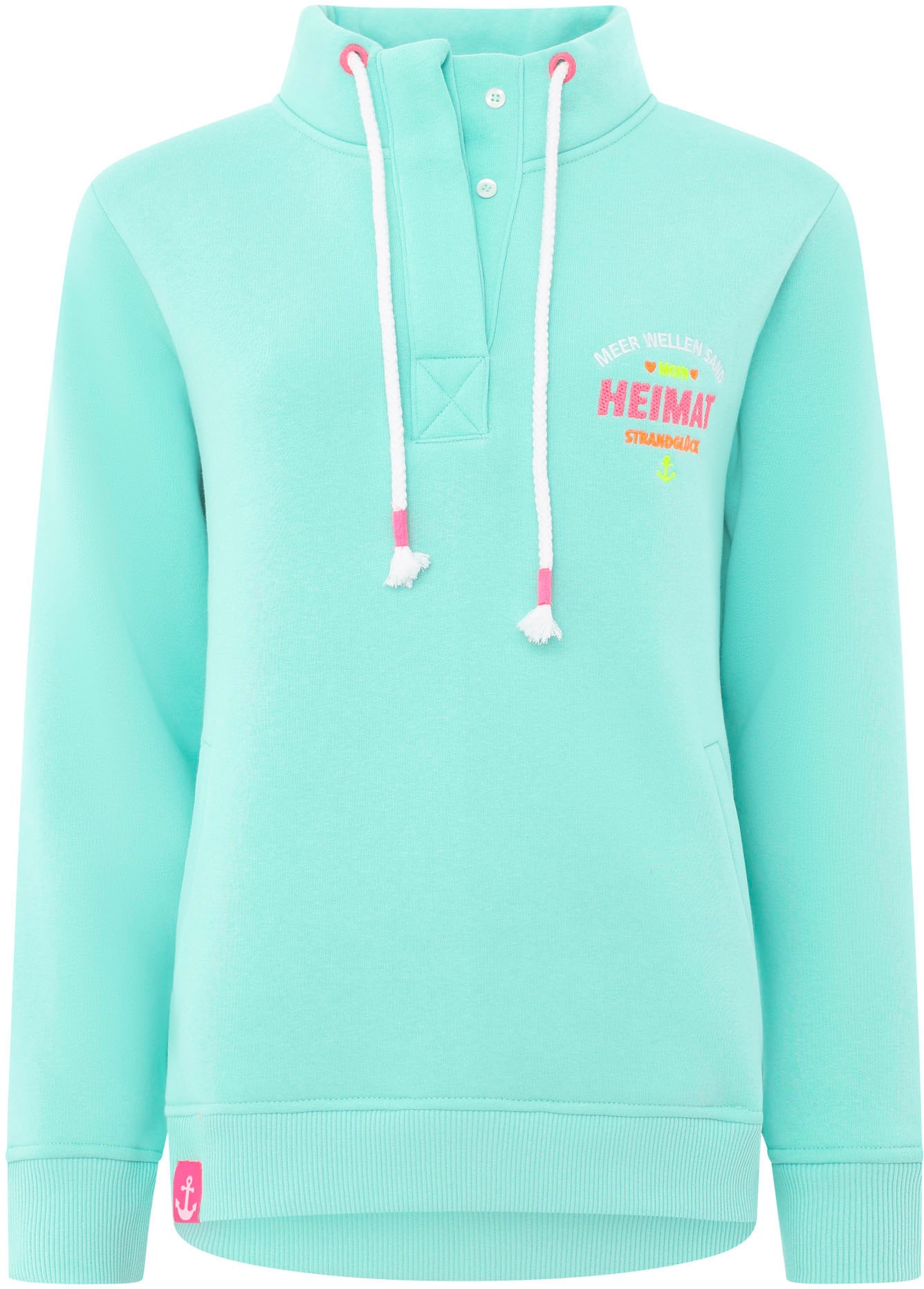 Zwillingsherz Troyer ""Heimat & Strandglück"", Knopfleiste, Stickerei, ausg günstig online kaufen