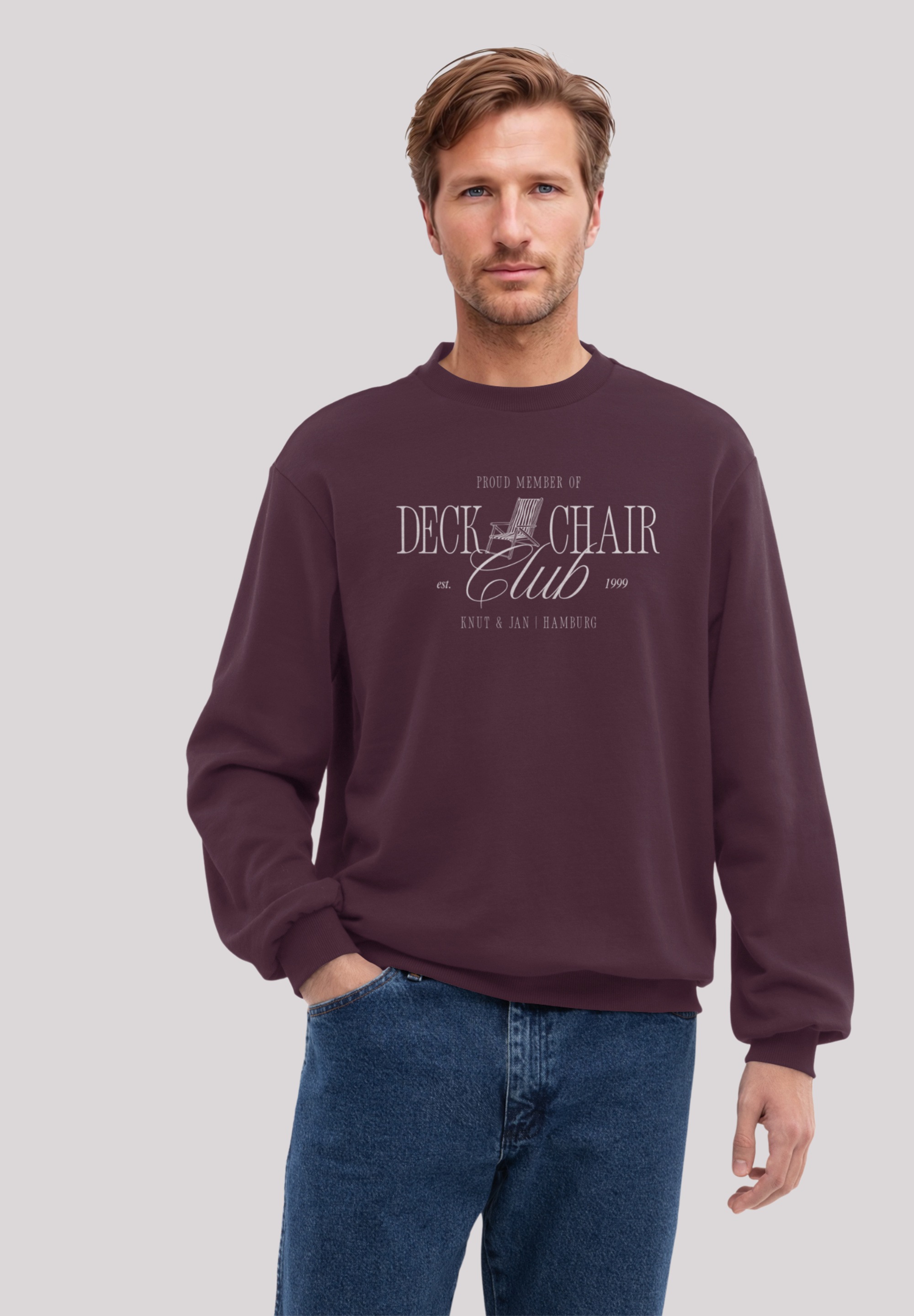 F4NT4STIC Herren Sweatshirt "Deck Chair Club Knut und Jan", rot, Gr. XXXL, Obermaterial: 80% Baumwolle, 20% Polyester, Sweatshirts, Osteee