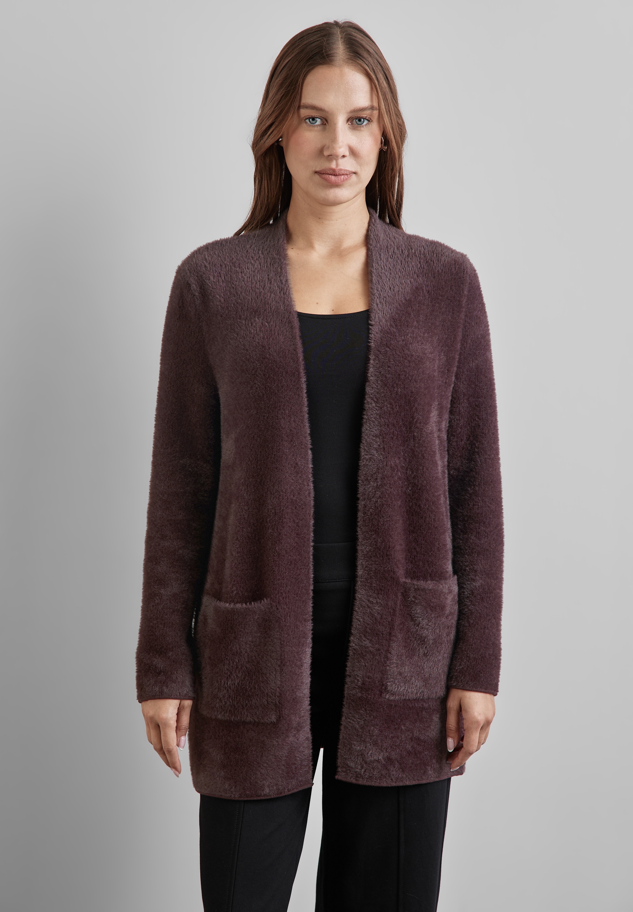 Cardigan, aus softem Materialmix