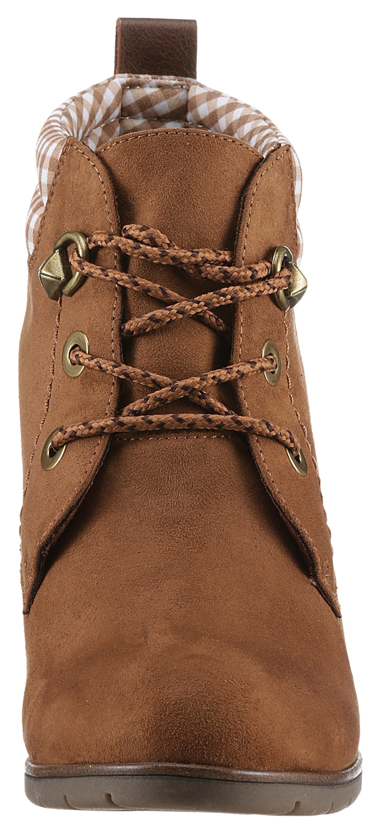 MARCO TOZZI Ankleboots, Blockabsatz, Trachtenmode, Schnürstiefelette mit Label an der Ferse