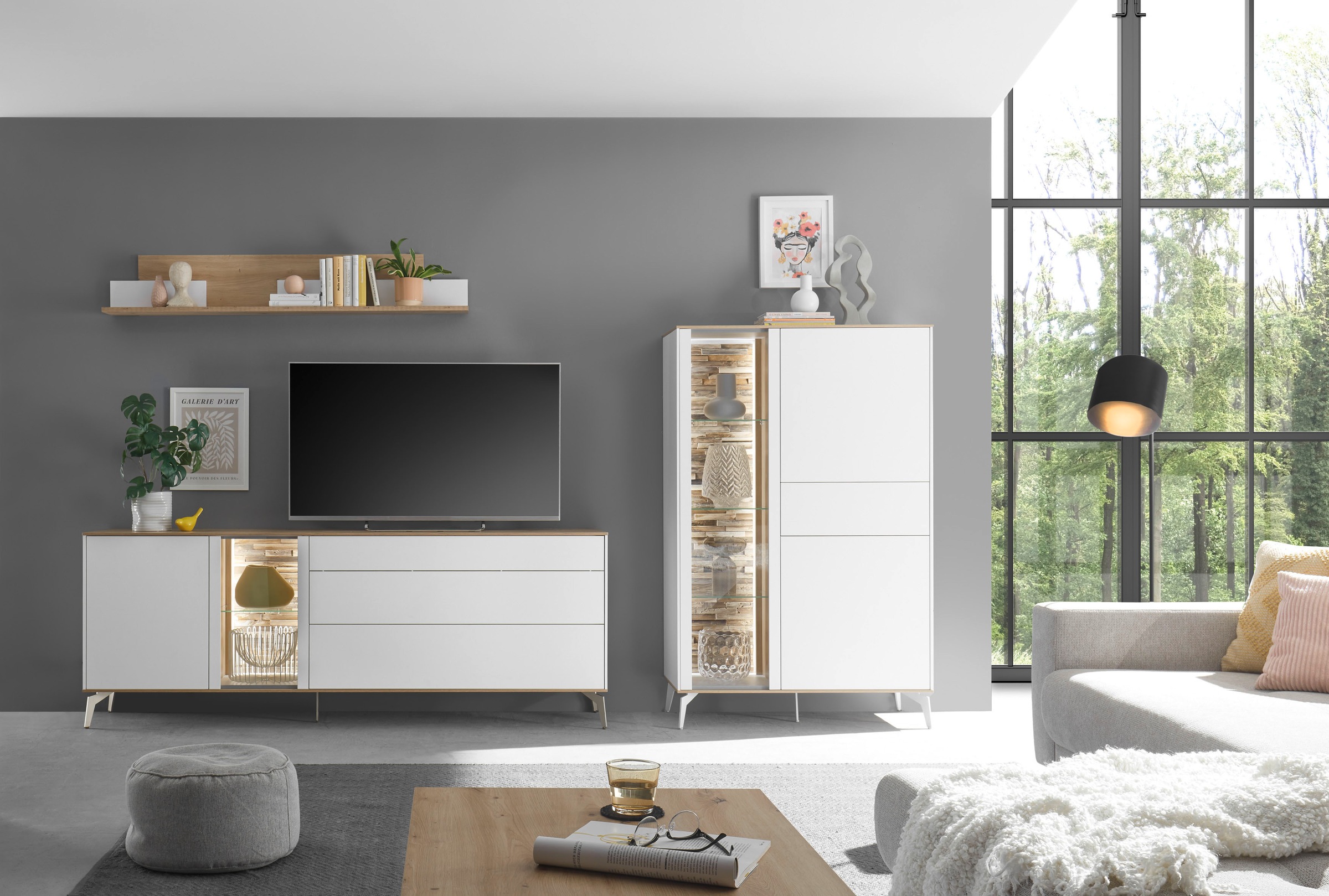 Mäusbacher Highboard Faro Highboard B 101 cm, inkl. Beleuchtung, Push to op günstig online kaufen