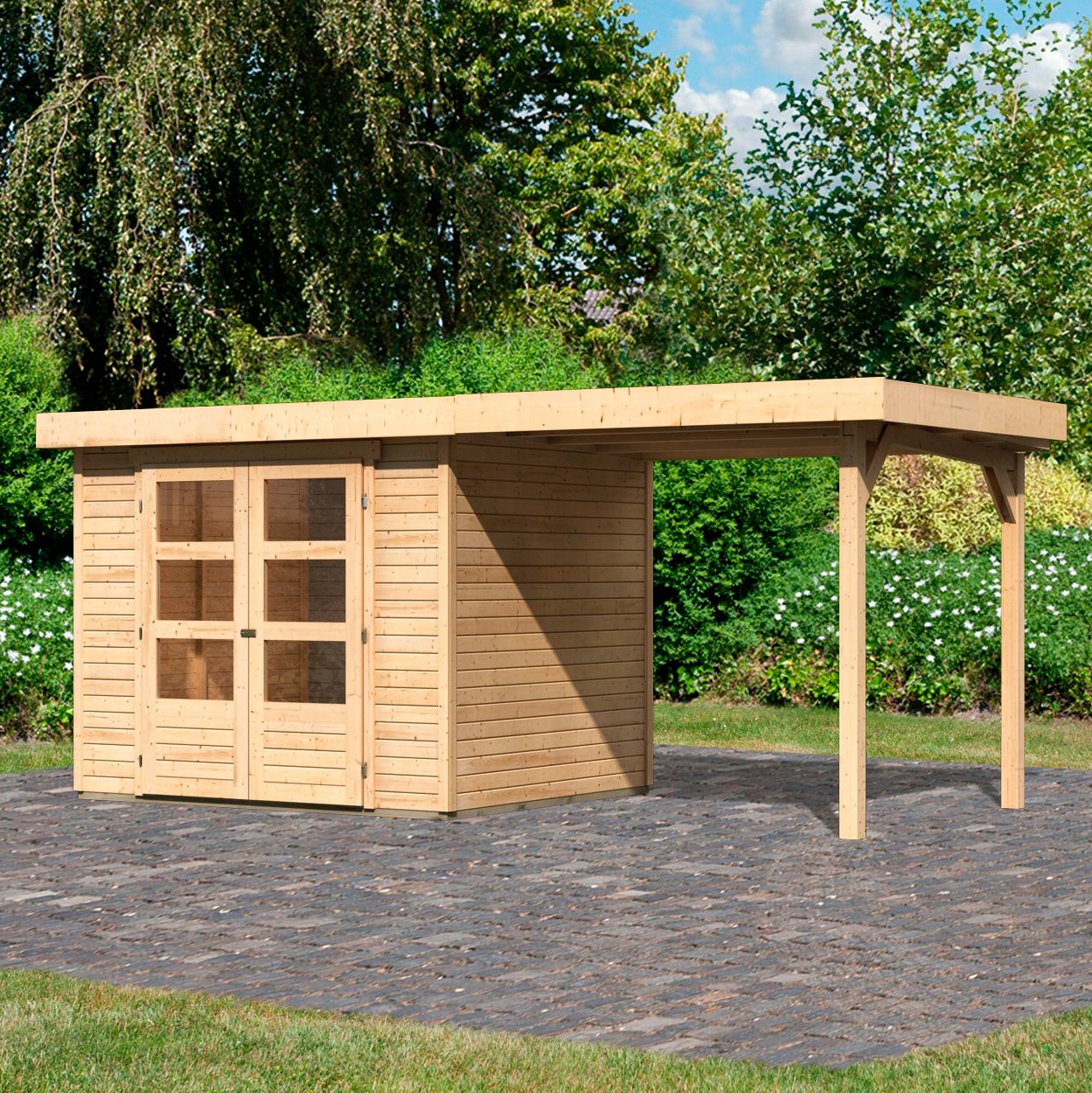 Karibu Gartenhaus »Askola 3«, mit Anbaudach kaufen