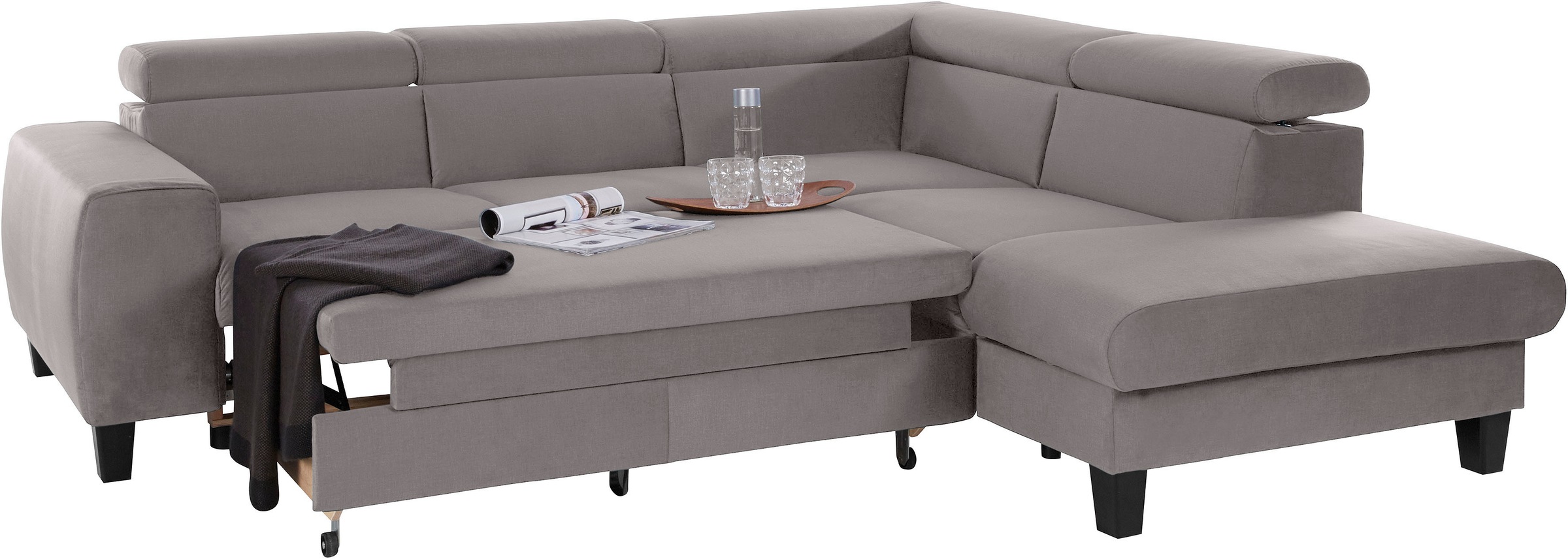 COTTA Ecksofa »Morven L-Form« wahlweise mit Bettfunktion, Bettkasten & Wireless-Charger