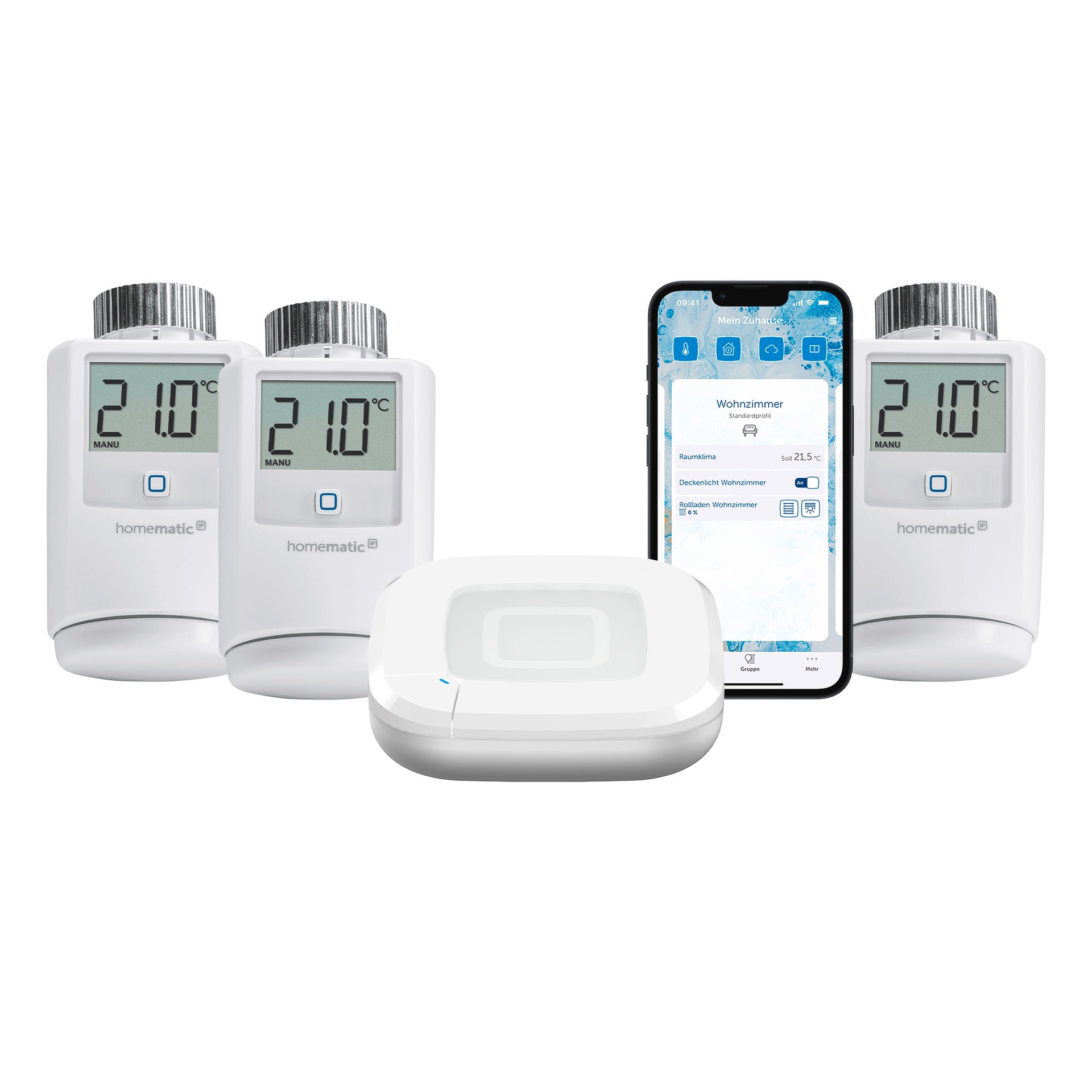 HOMEMATIC IP Heizkörperthermostat "Starter Bundle Heizen für 3 Heizkörper", weiß, B:31cm H:12cm T:37cm, Heizkörperthermostate
