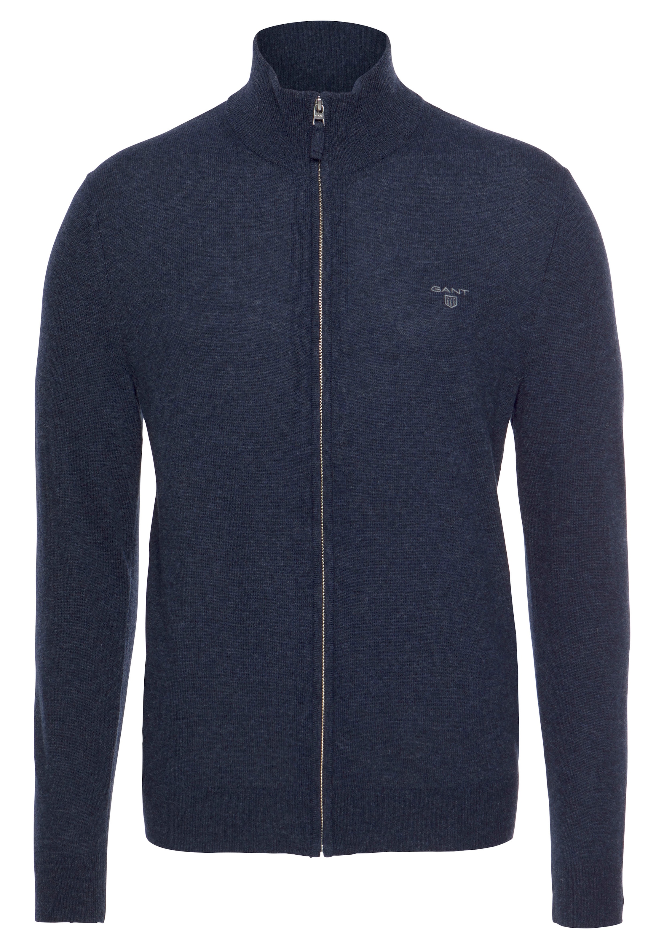 Gant Strickjacke »EXTRAFINE LAMBSWOOL ZIP CARD«, hoher Kragen, durchgehend schließbar