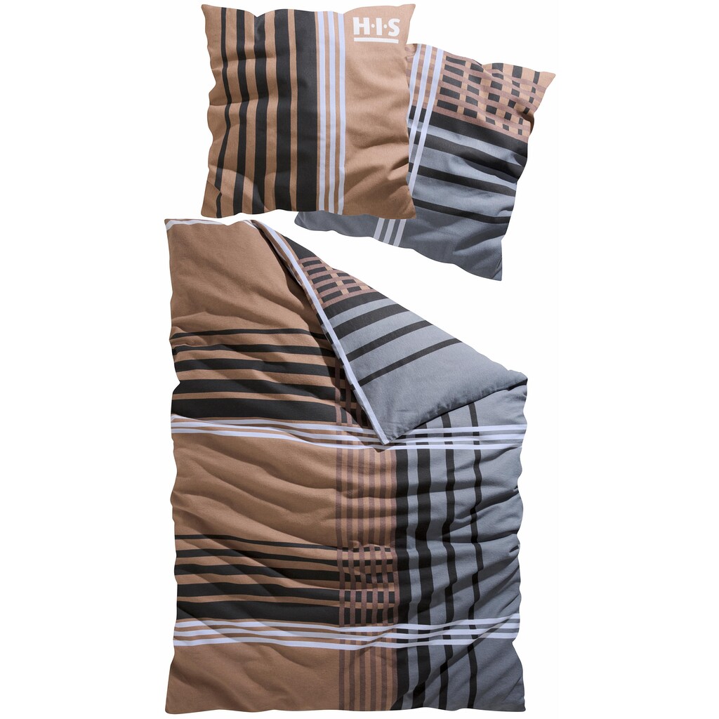 H.I.S Bettwäsche »Philip«, im sportlichen Karo Design, aus 100% Baumwolle, Renforcé Qualität, Bett- und Kopfkissenbezug mit Reißverschluss, Bettwäsche Set unterstützt die Initiative Cotton made in Africa, Made in Green zertifiziert