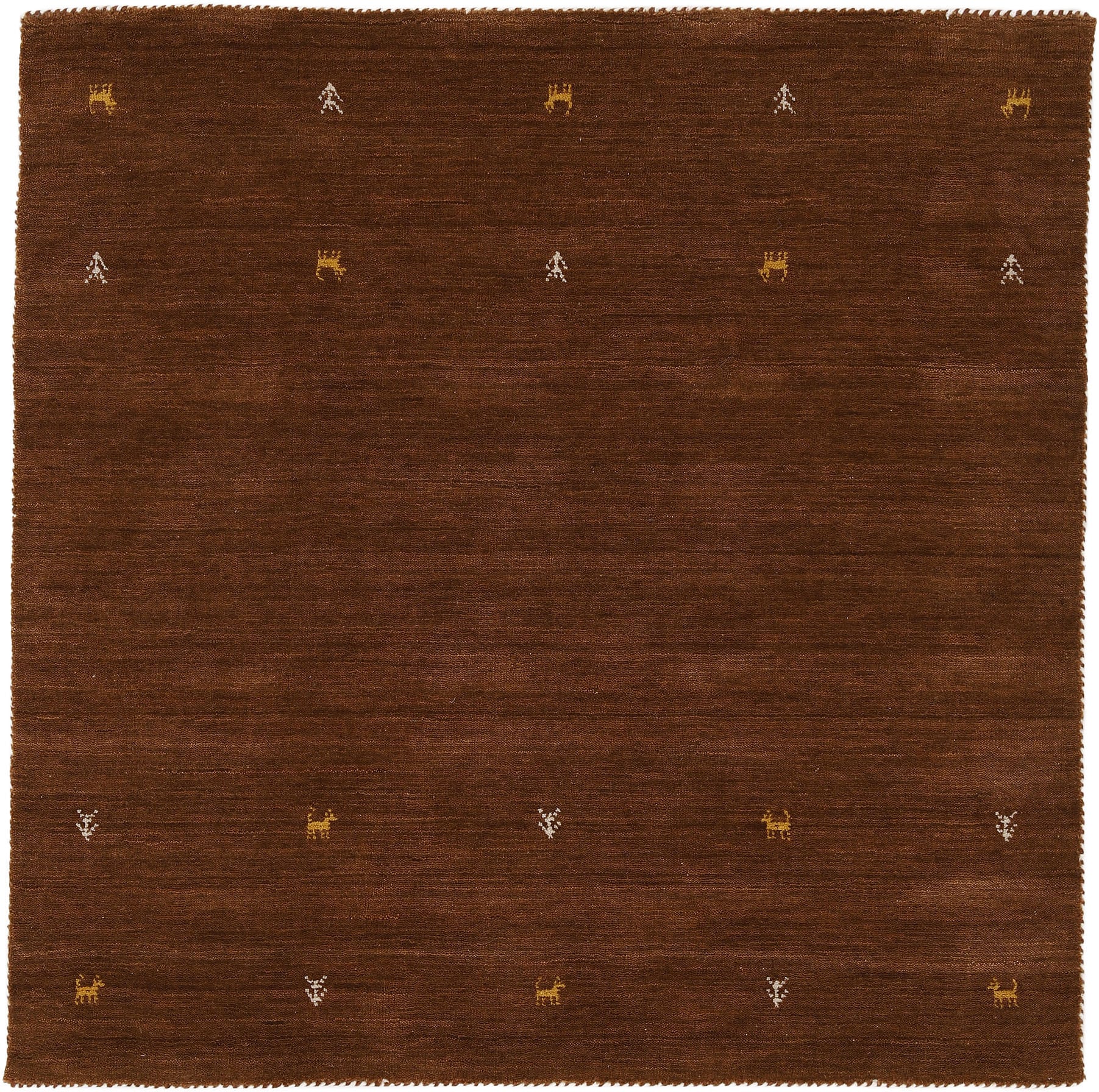 carpetfine Wollteppich »Gabbeh-Uni«, quadratisch, 15 mm Höhe, reine Wolle, handgewebt, Gabbeh Loom Tiermotiv, Sonderform Quadrat