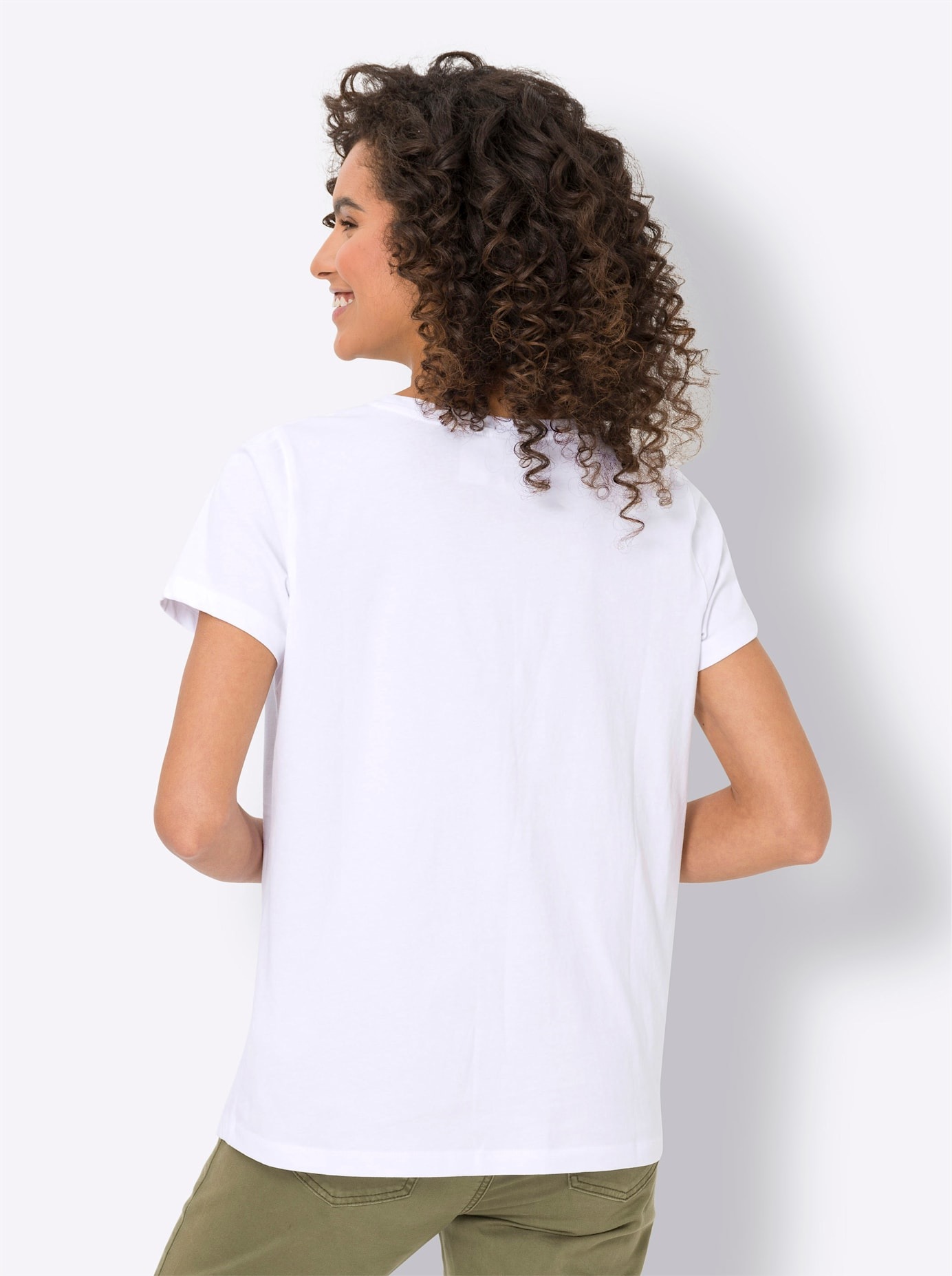 Kurzarmshirt HEINE "Shirt", Damen, Gr. 36, weiß, 100% Baumwolle, bedruckt, gemustert, Rundhals, Shirts 2