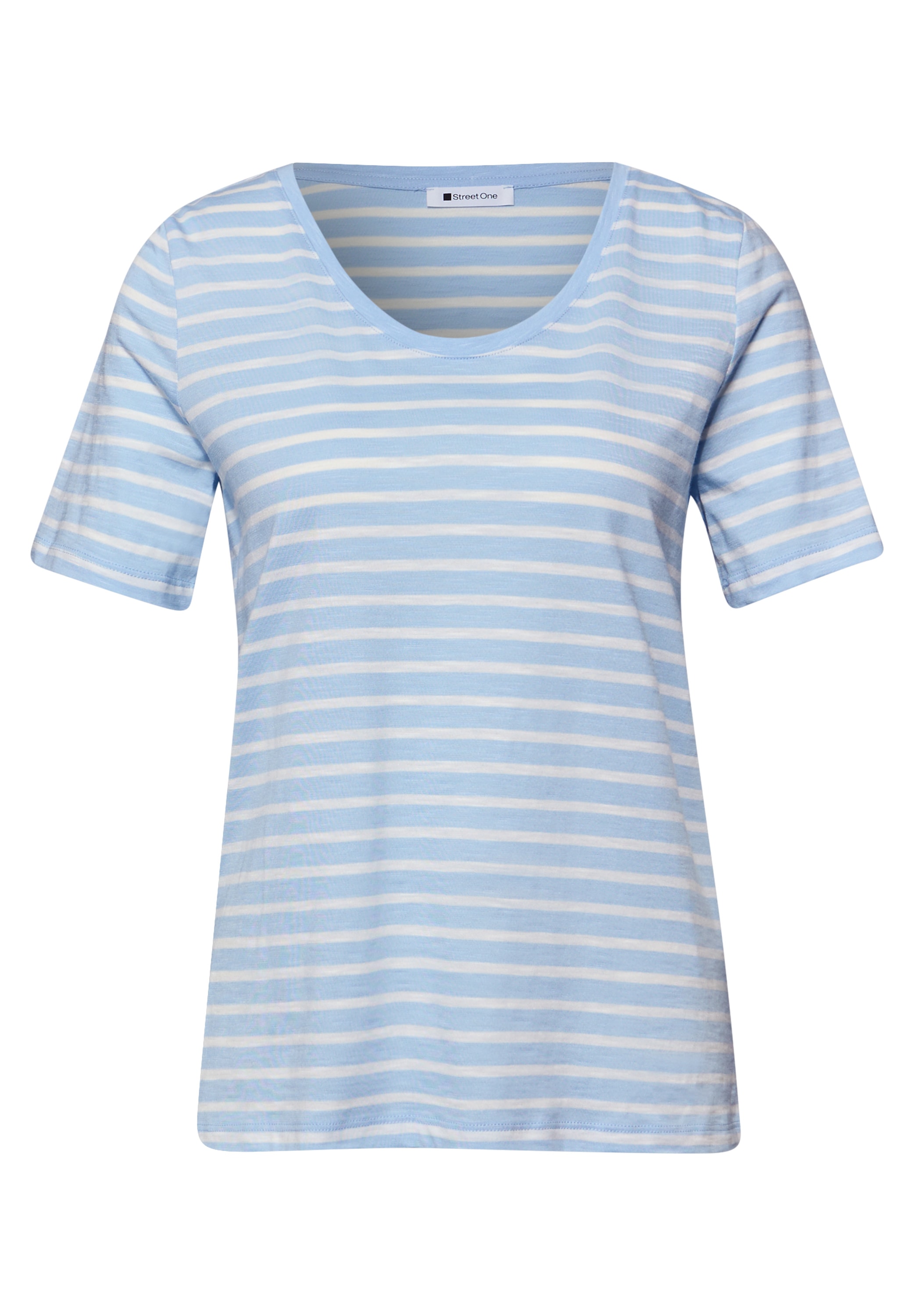 STREET ONE T-Shirt mit abgerundetem V-Ausschnitt