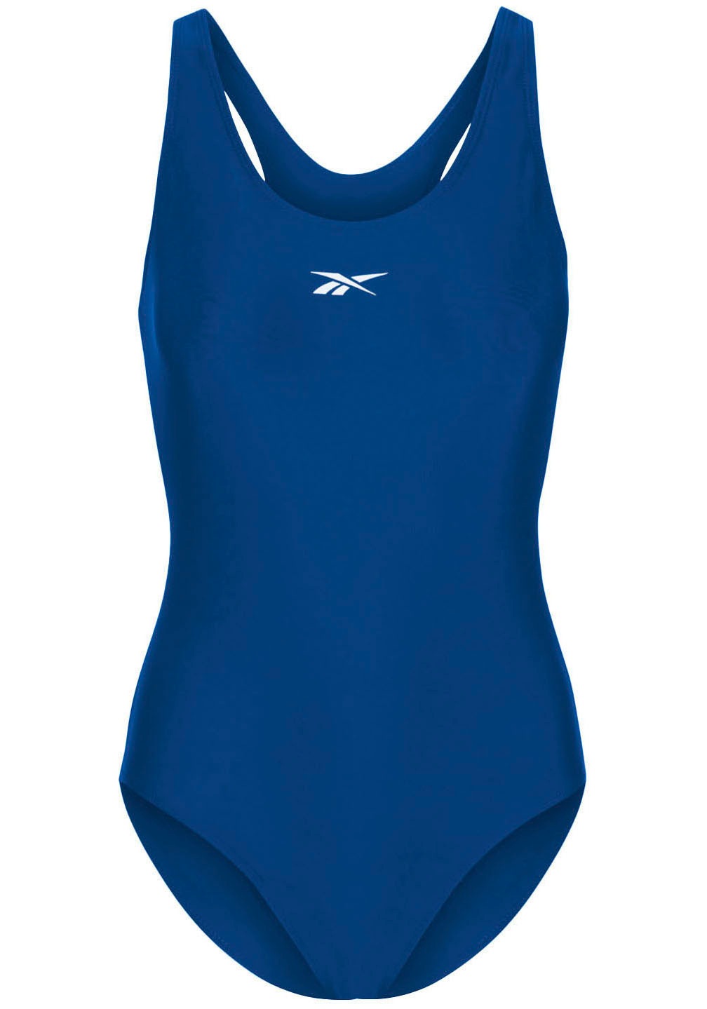 Badeanzug REEBOK "Adelia", Damen, Gr. M, N-Gr, blau (humble blau), Obermaterial: 80% Polyamid, 20% Elasthan. Futter: 100% Polyester, bedruckt, unifarben, Badeanzüge Badeanzug, Racer-Back Cut Out, sportlich, schlicht, bequem, Logo vorne