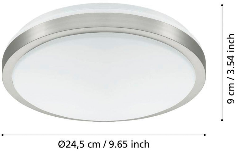 EGLO LED Deckenleuchte »COMPETA 1 Deckenlampe, weiß, nickel-matt, rund, Wohnzimmerlampe«, 1 flammig, Leuchtmittel LED-Board | LED fest integriert, Stahl und Kunststoff, Esszimmer, Industrial, minimalistisch, Ø24,5cm
