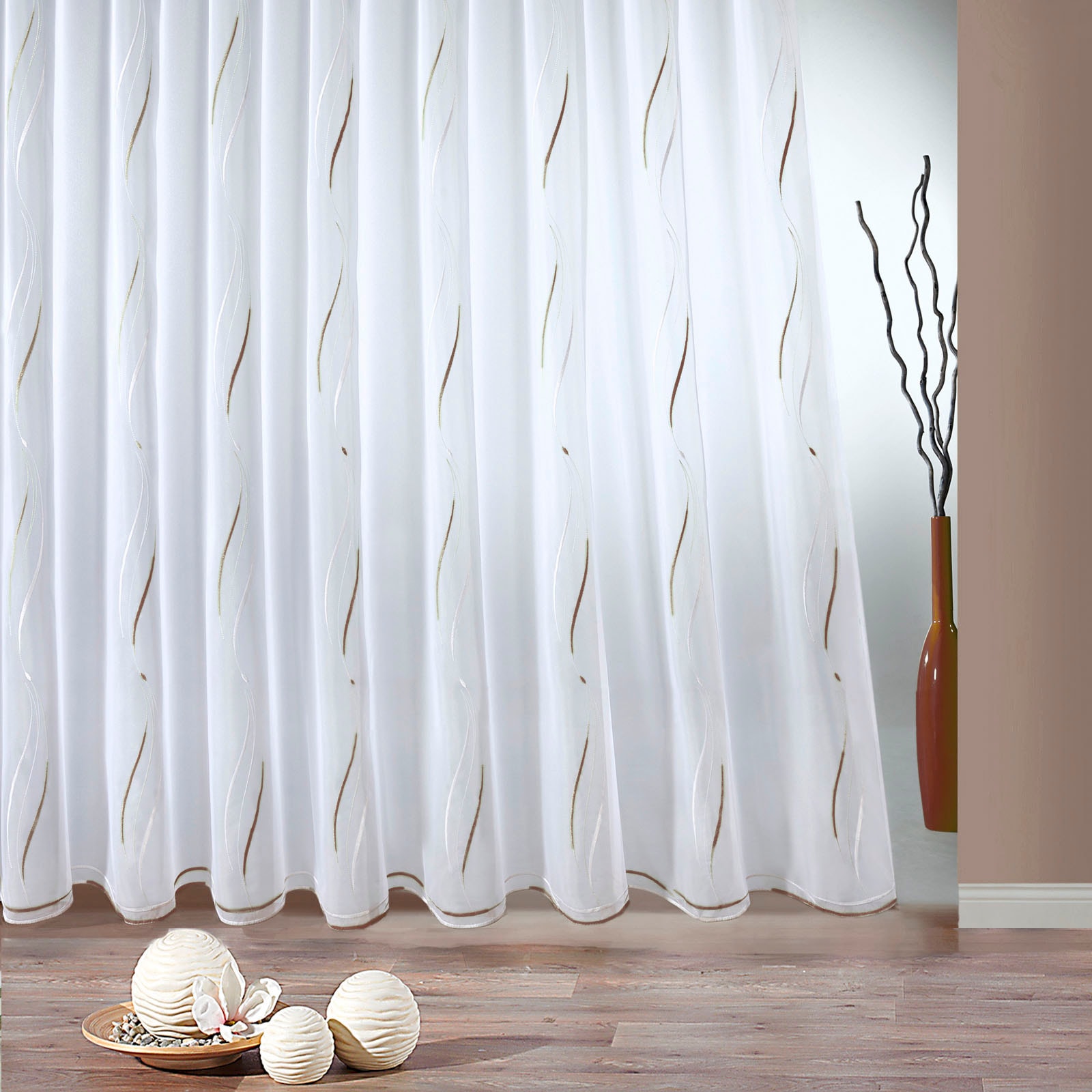 Weckbrodt Gardine "VIVIEN" Smokband 1 Stk. tlg. echte Stickerei, Voile, All günstig online kaufen