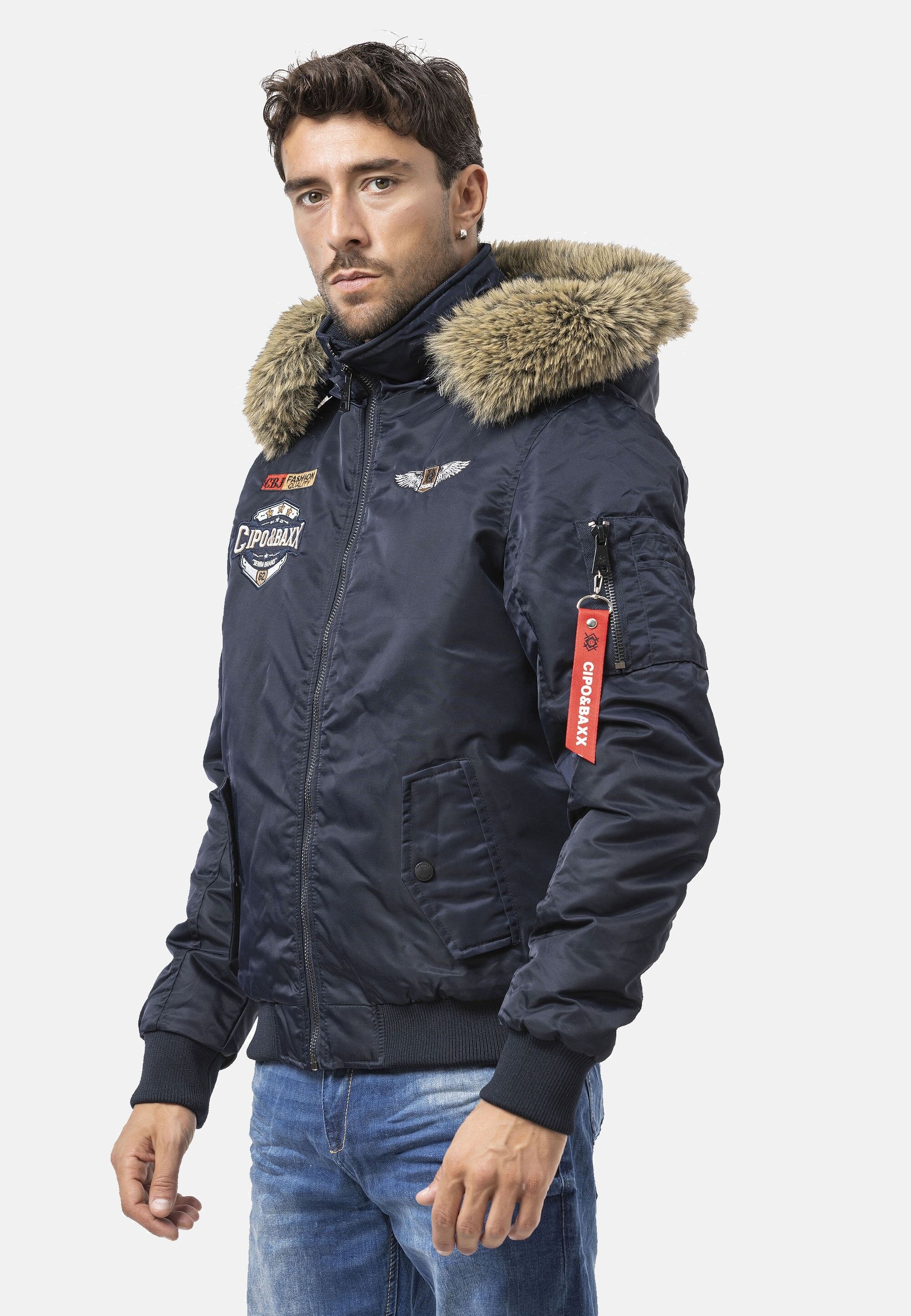 Cipo & Baxx Winterjacke »CM229« mit Kapuze