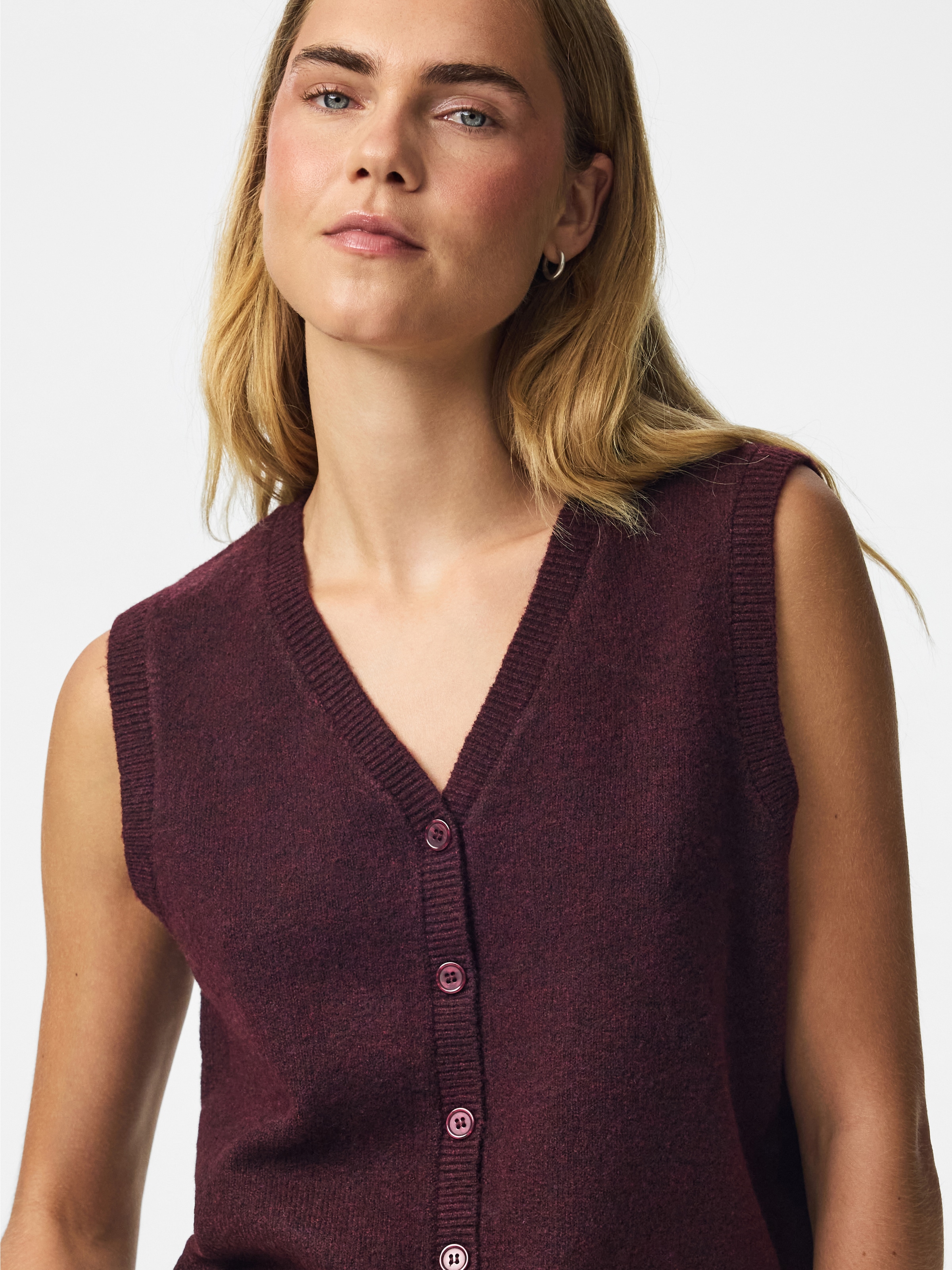 pieces Strickweste »PCSALLY SL V-NECK KNIT VEST NOOS BC« Materialmix