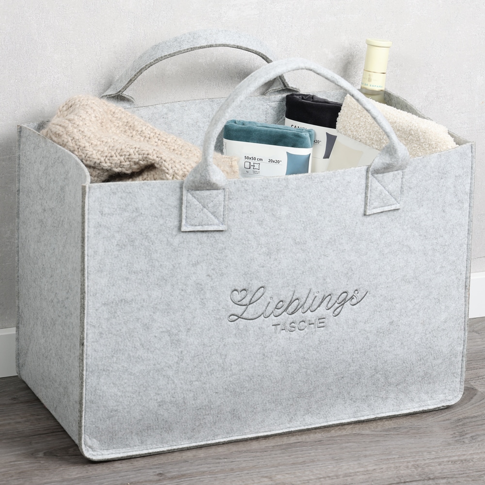 KESPER® Henkeltasche »Aufbewahrungstaschen „Lieblingstasche“ im 2-er Set, in Filz-Optik«, (Set, 2 tlg.), 2 verschiedene Farben, 100% Polyester, 50x25x34 cm