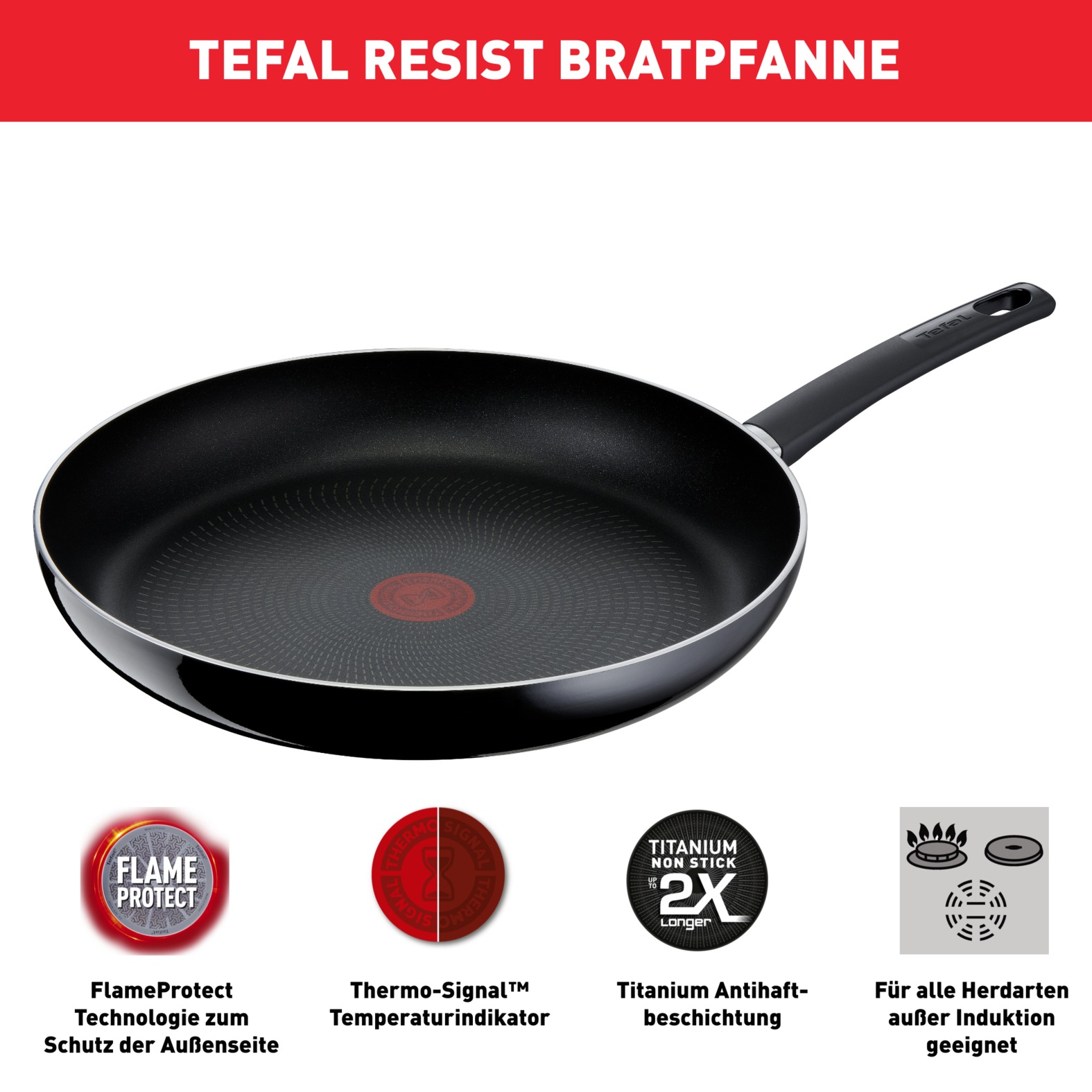 Tefal Resist D52602 Poêle polyvalente Rond