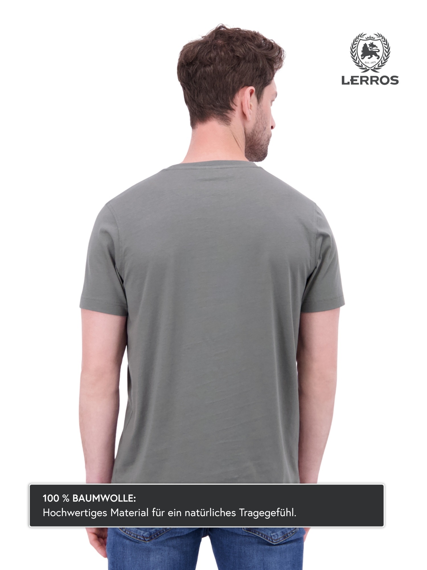 LERROS T-Shirt »T-Shirt mit Rundhalsausschnitt« Herren Shirt aus 100% Baumwolle, einfarbig, Jersey-Qualität