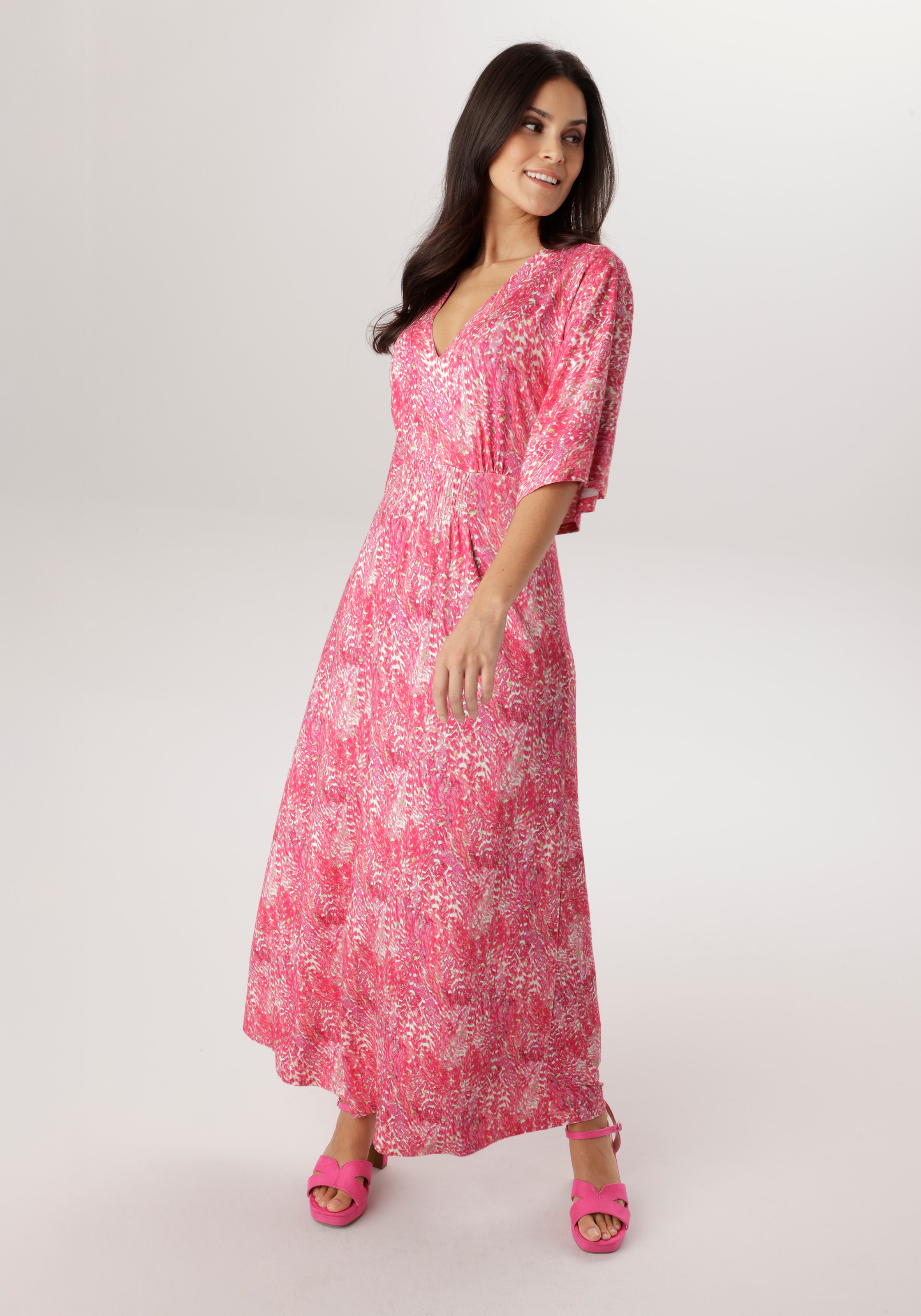 Aniston SELECTED Maxikleid mit weiten, 3/4-langen Ärmeln - NEUE KOLLEKTION