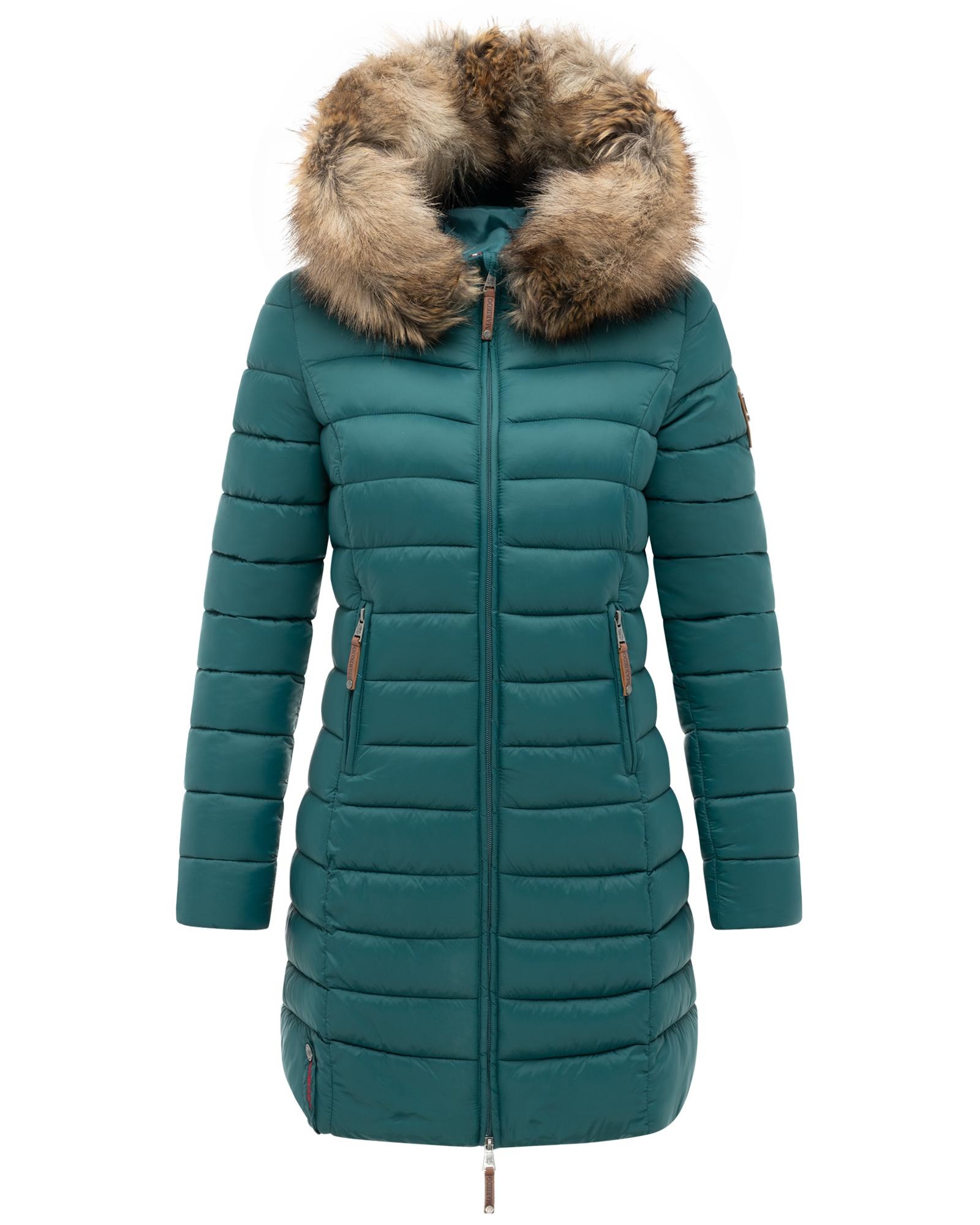 Marikoo Steppmantel "Rose-Stepp" zeitloser Winterparka mit großer Kunstfellkapuze