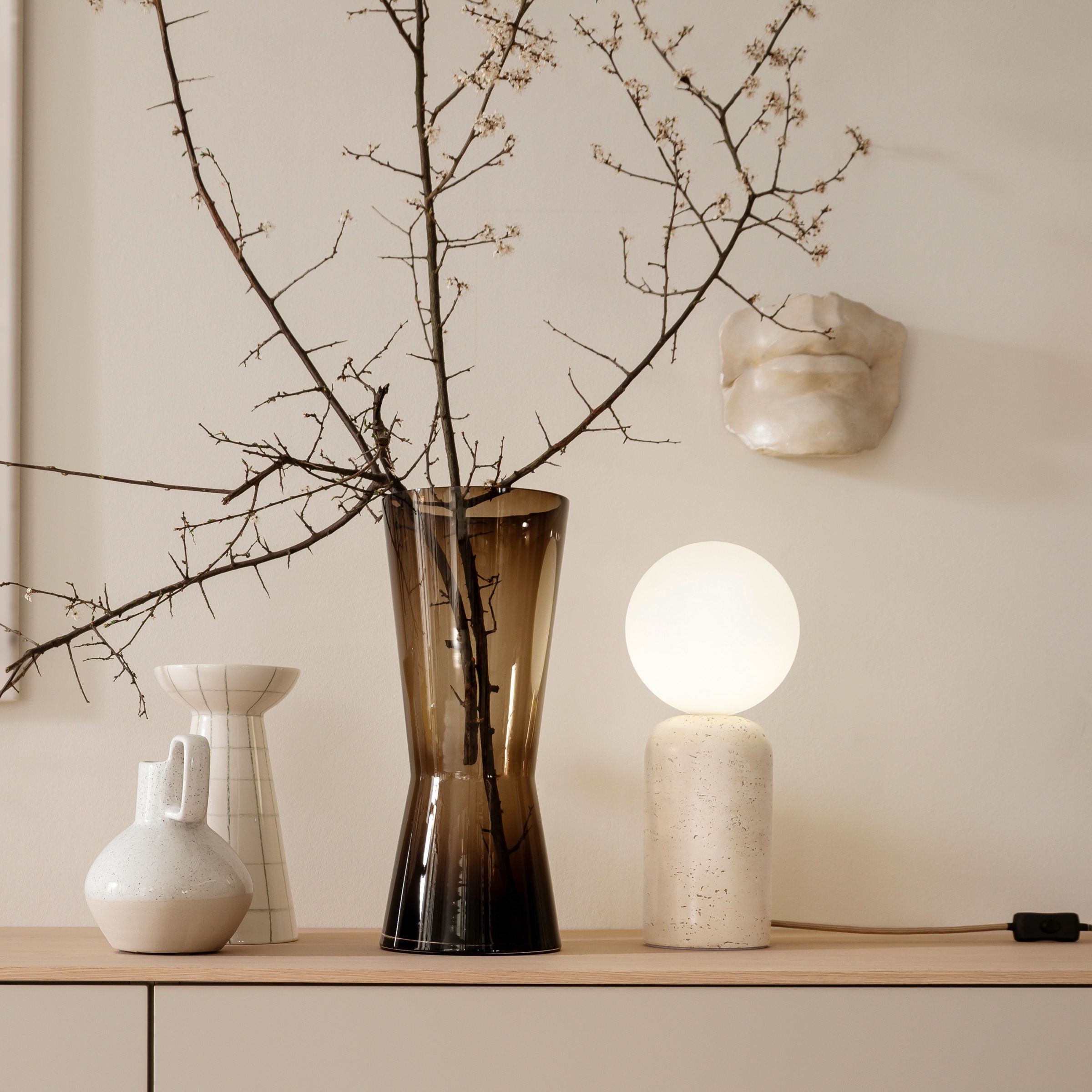 SCHÖNER WOHNEN-Kollektion LED Tischleuchte »TRAVENTA« G9 1 Stk. SCHÖNER WOHNEN Kollektion, Travertinoptik, Downlight