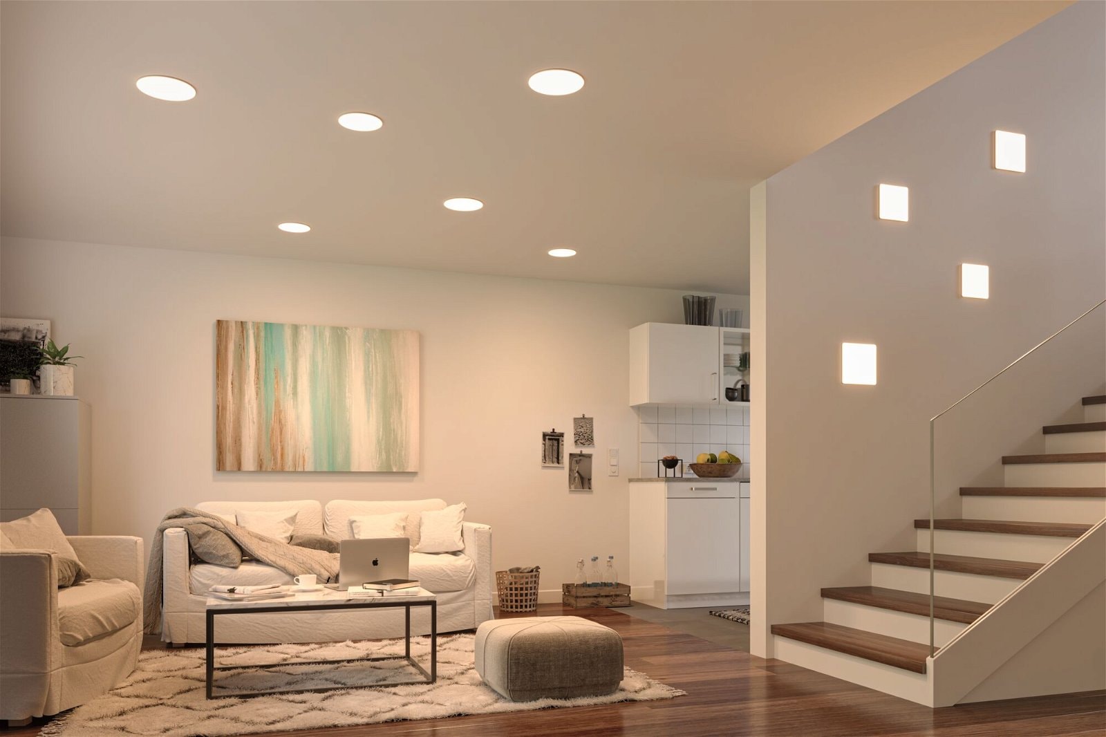Paulmann LED Einbauleuchte »VariFit Veluna IP44 eckig 215x215mm 21W 1650lm 3000K Satin 3-Step-Dim«, 1 flammig, Einbaupanel, dimmbar