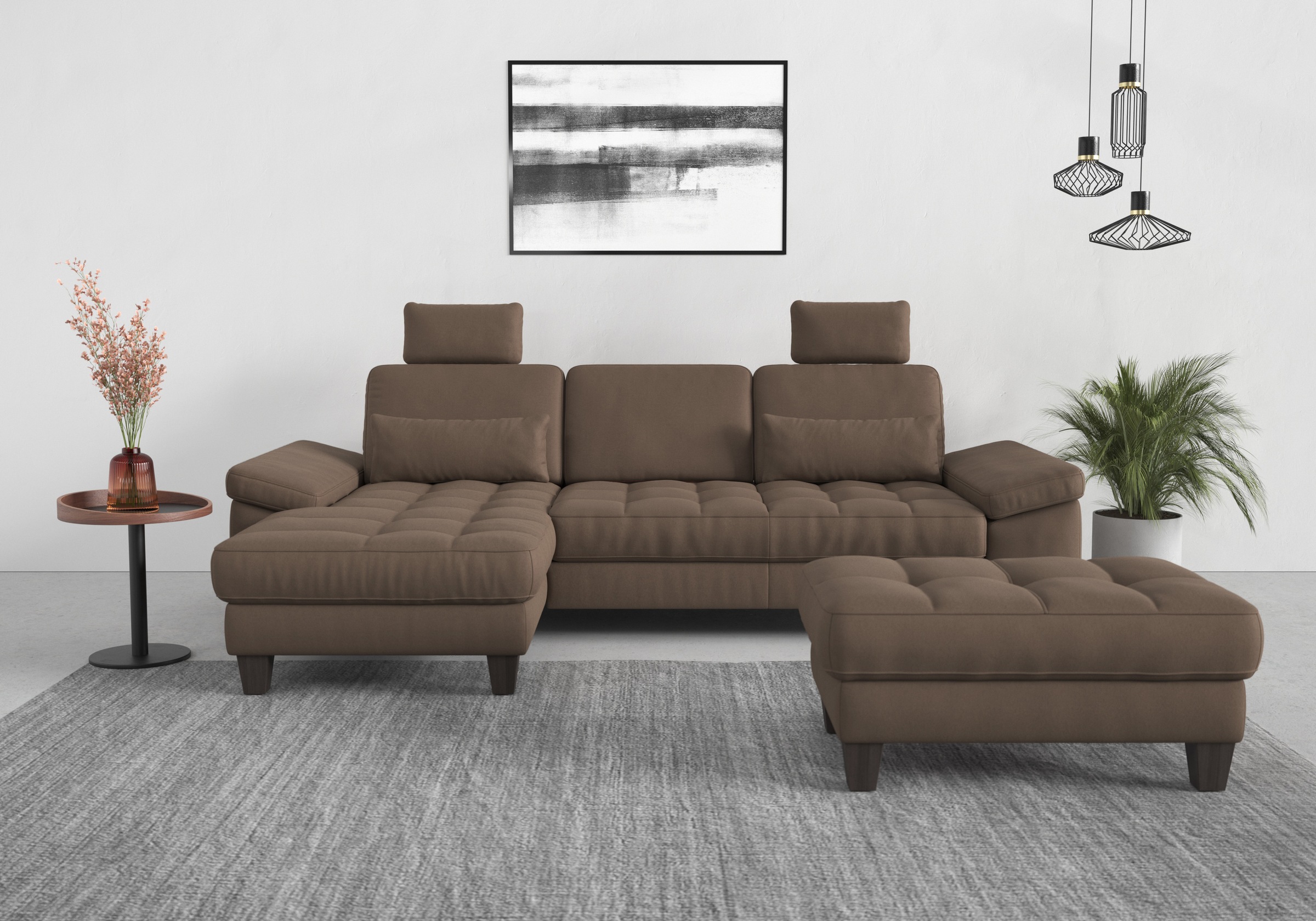 sit&more Ecksofa »Westham L-Form« Recamiere, mit oder ohne Bettfunktion, Bettkasten, Füße wengefarben