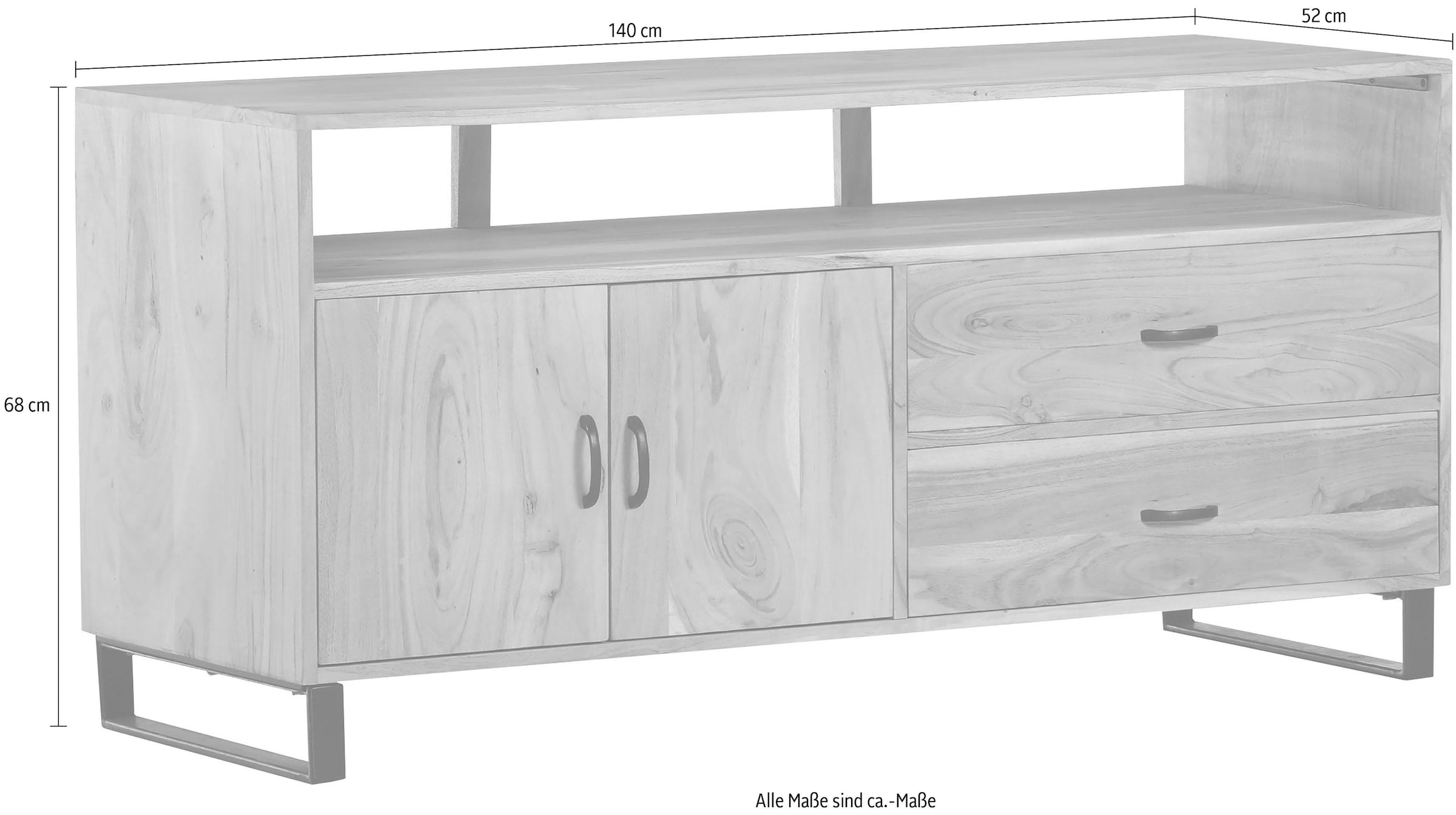 Gutmann Factory Sideboard »Georgia«, Kommode aus massivem Akazienholz, Breite 140 cm