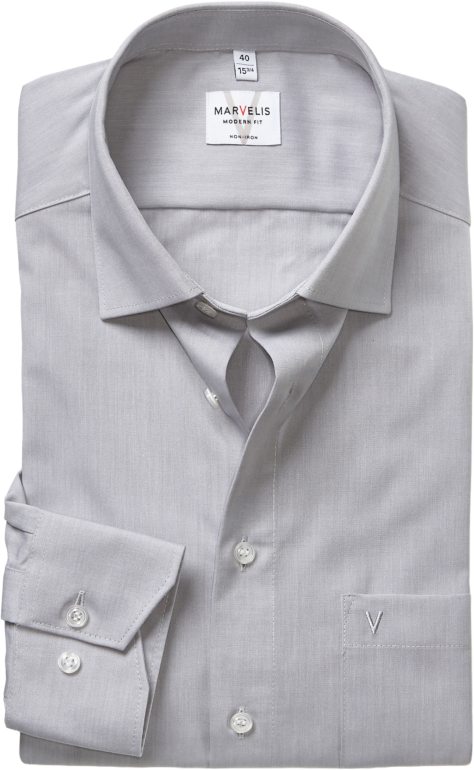 MARVELIS Langarmhemd Businesshemd, Basic, New-Kentkragen, leicht tailliert