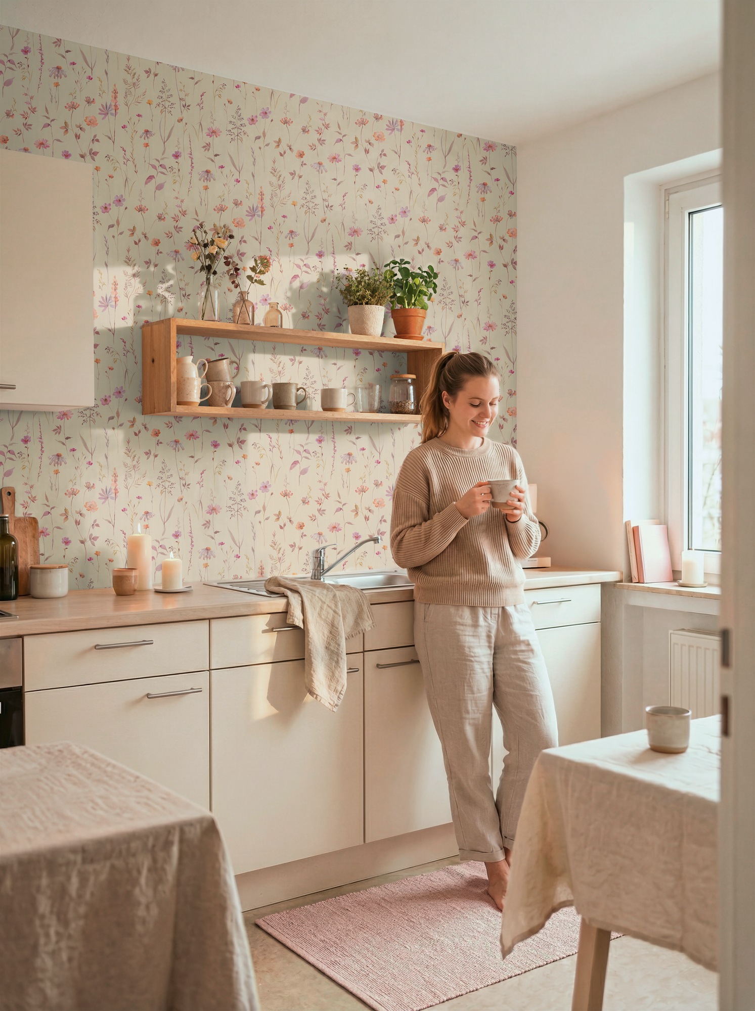 A.S. Création Vliestapete »Trend Spectrum Floral – Romantische Blütenranken Vliestapete« floral | geblümt | matt leicht strukturiert Romantische Blüten- und Blätterranken in harmonischer Farbwelt