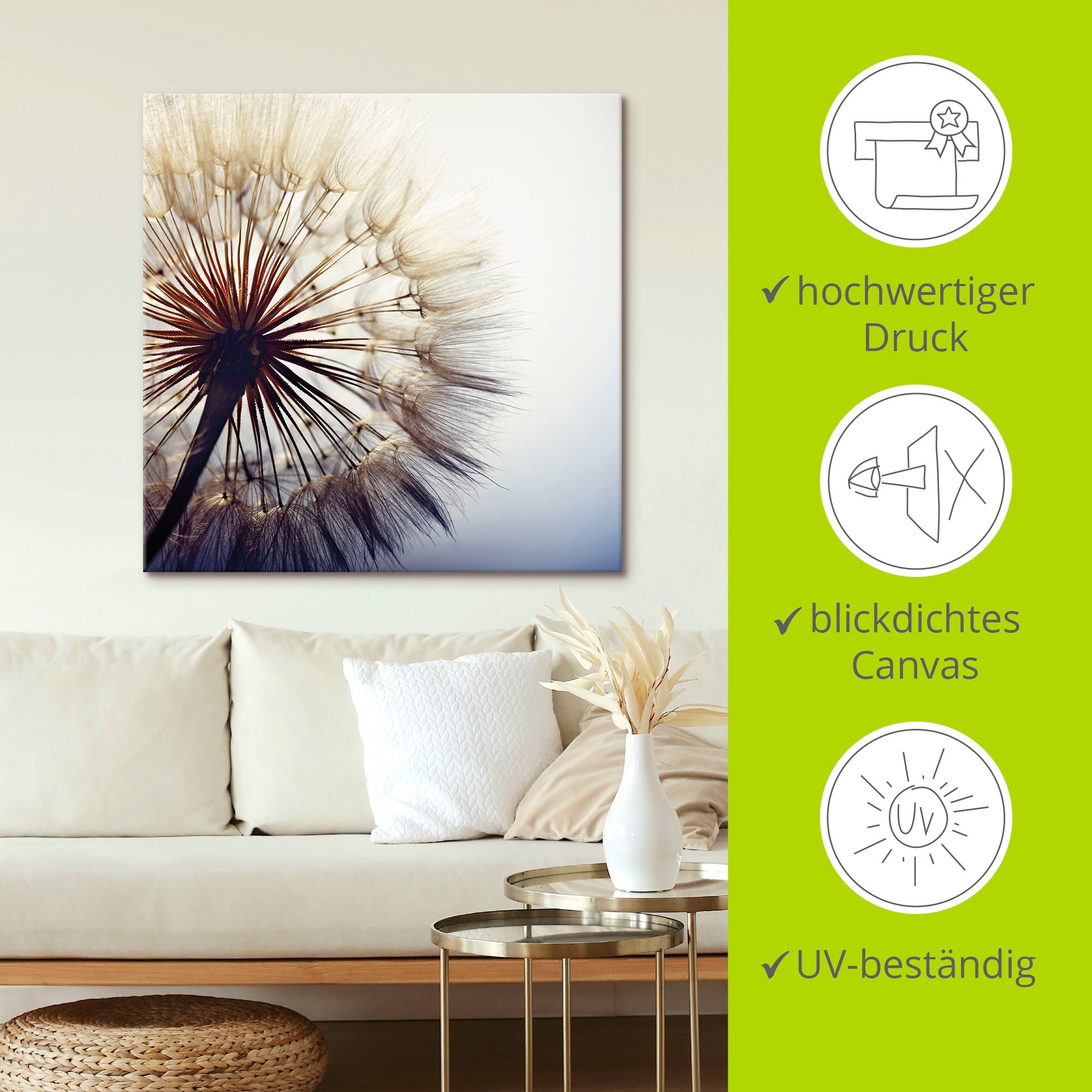 Artland Wandbild »Große Pusteblume«, Blumen, (1 St.), als Alubild, Outdoorbild, Leinwandbild, Poster, Wandaufkleber