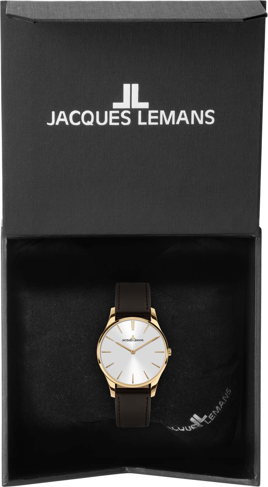 Jacques Lemans Quarzuhr »London, 1-2123F«, Armbanduhr, Damenuhr, gehärtetes Crystexglas, Lederarmband