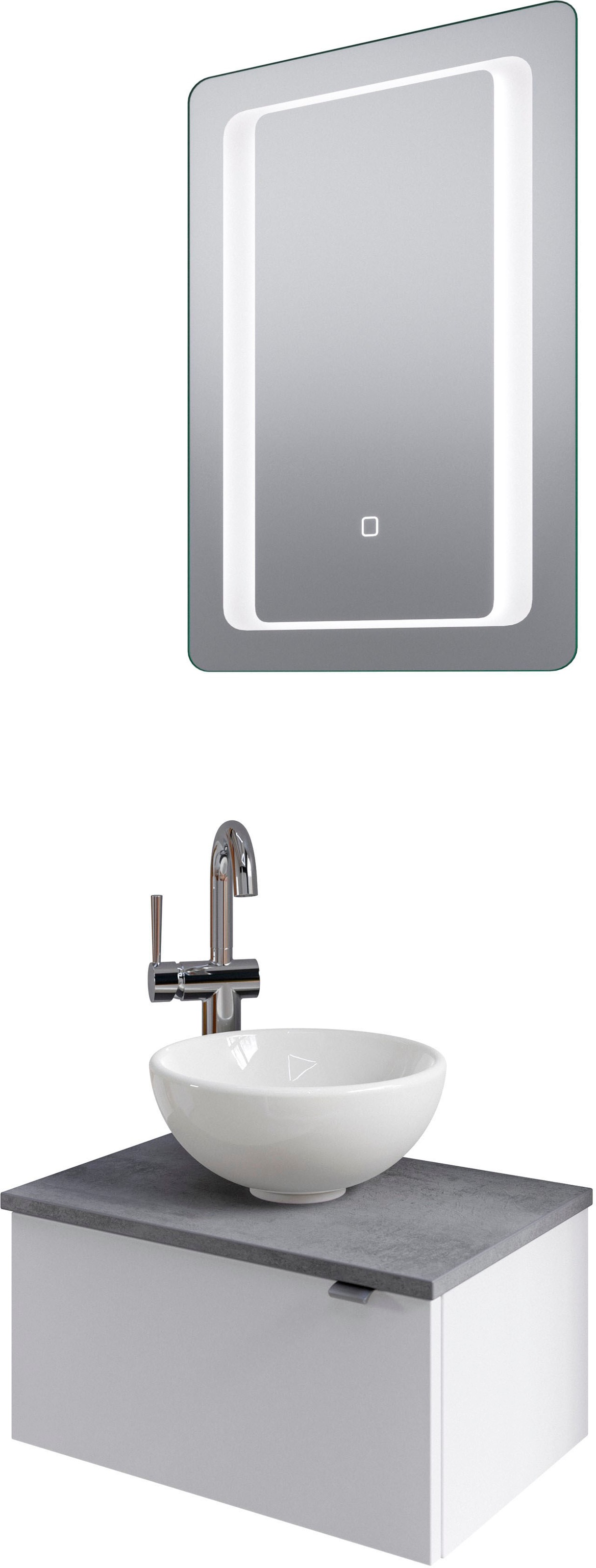 Saphir Badmöbel-Set »Serie 6915«, (4 St.), Gäste-Bad, 51 cm breit, mit LED-Spiegel und 1 Tür