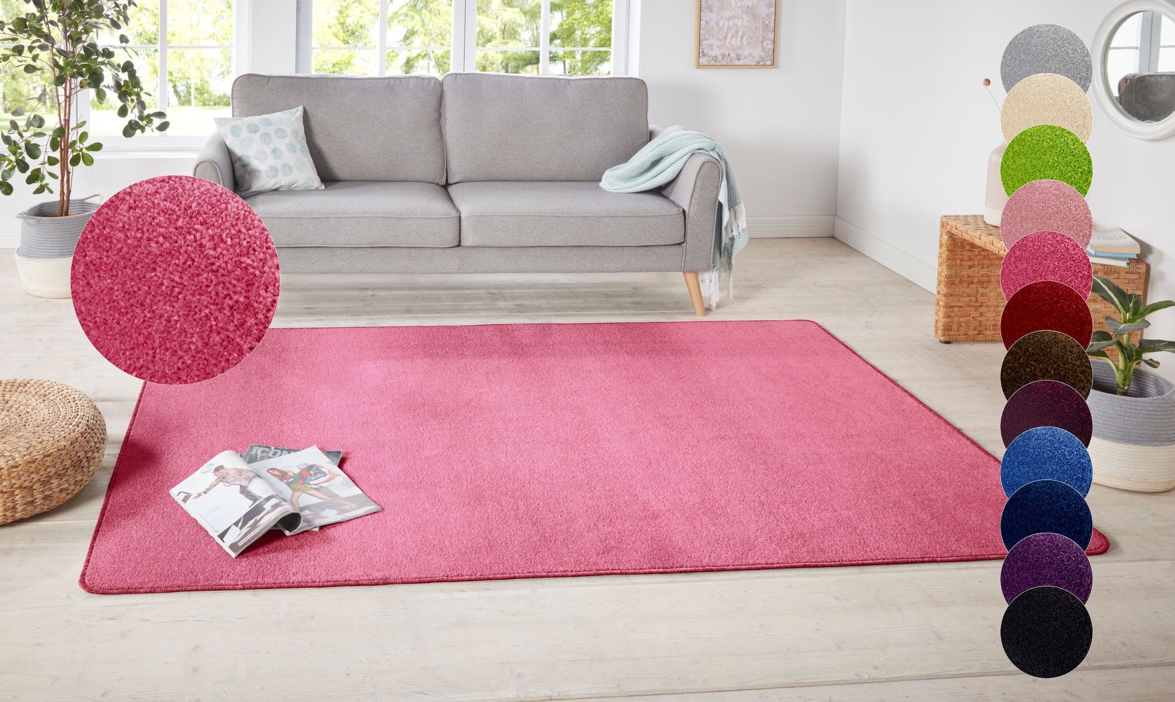 HANSE Home Teppich »Shashi«, rechteckig, 8,5 mm Höhe, Kurzflor, Unifarben, Läufer, weich, Esszimmer, Kinderzimmer, Flur