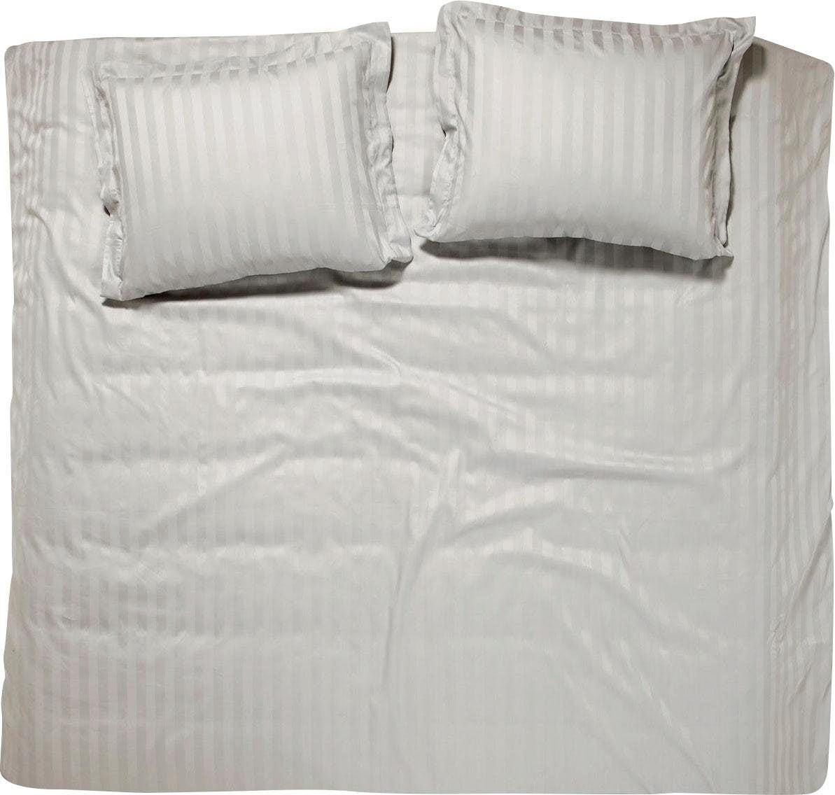 damai Bettwäsche »Streifsatin«, (2 tlg.), in Mako Satin Qualität, 100% Baumwolle, Bett- und Kopfkissenbezug mit Reißverschluss, kühlende Sommerbettwäsche, ganzjährig einsetzbar