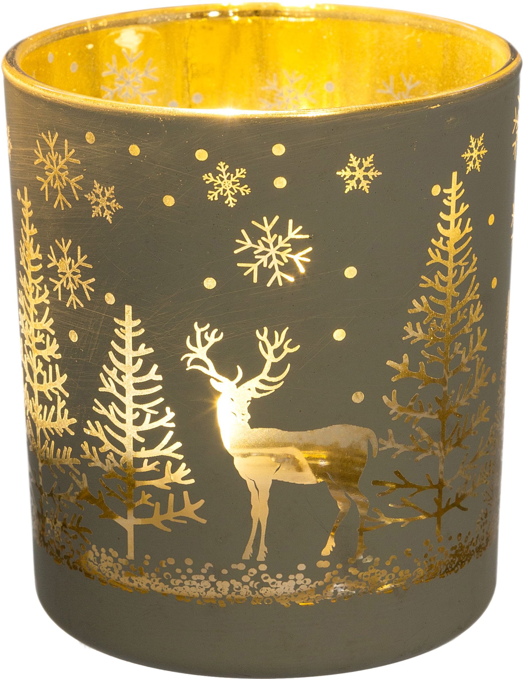 Teelichthalter »Weihnachtsdeko«, (4 St.), mit goldfarbener Innenseite